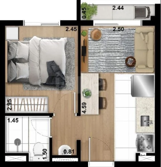Planta — Apartamento 28,32 m²