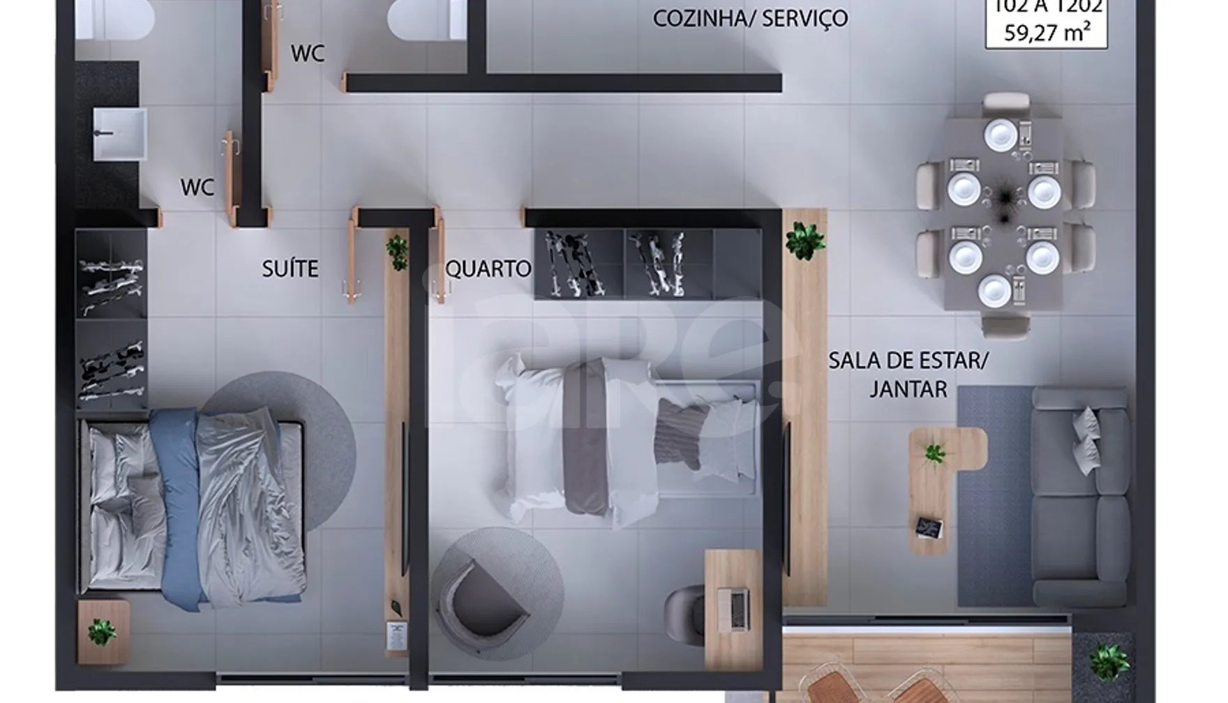 Planta — Apartamento 59,27 m²