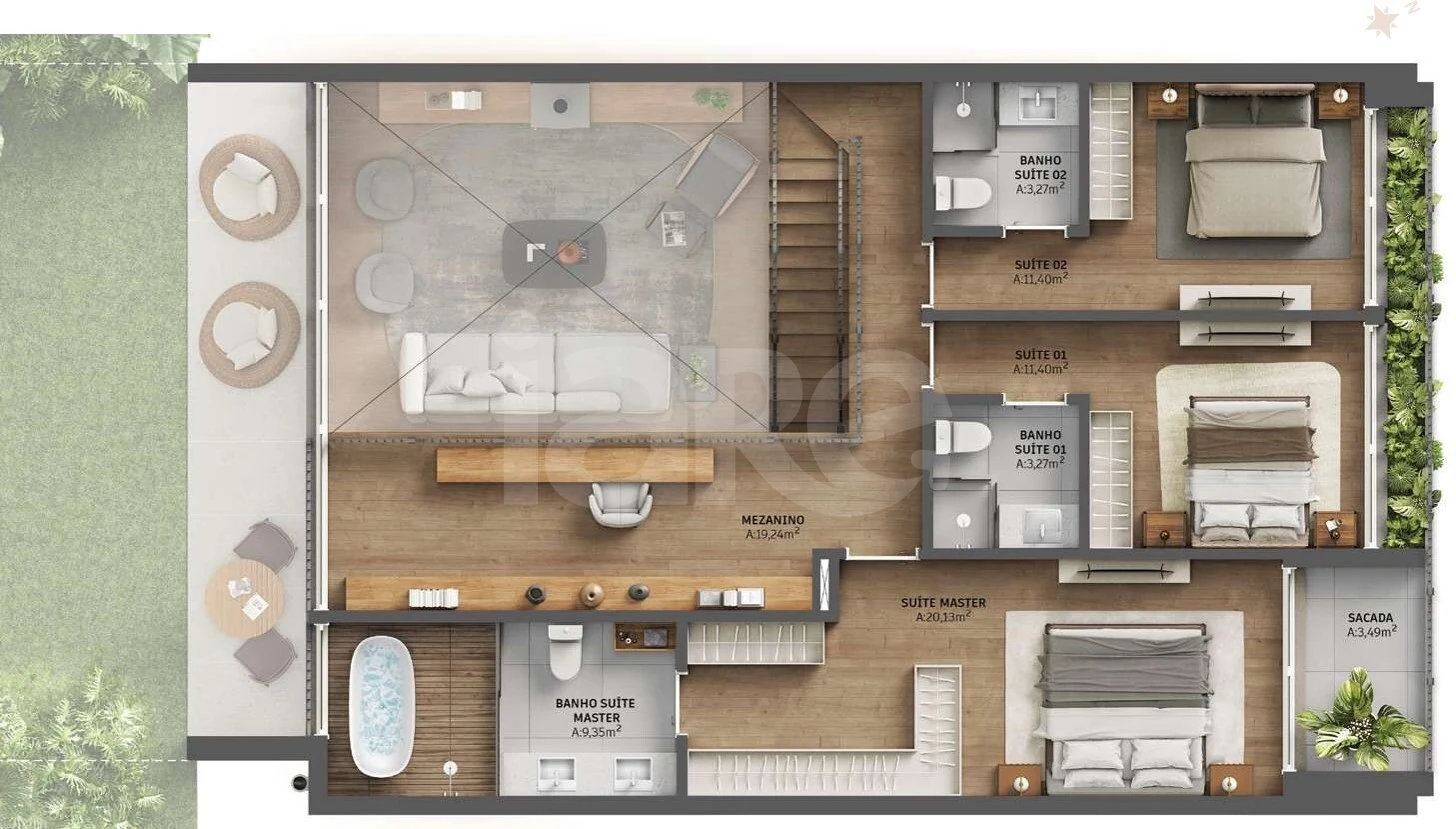 Planta — Casa em Condomínio 220,46 m²