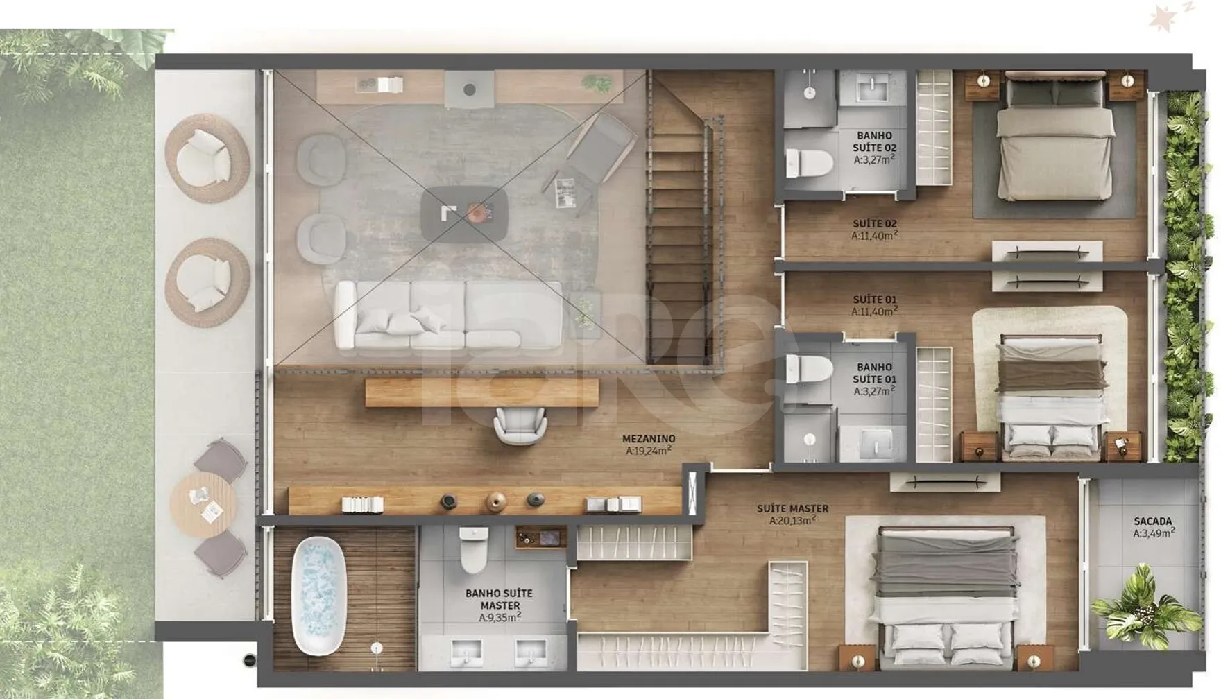 Planta — Casa em Condomínio 220,46 m²
