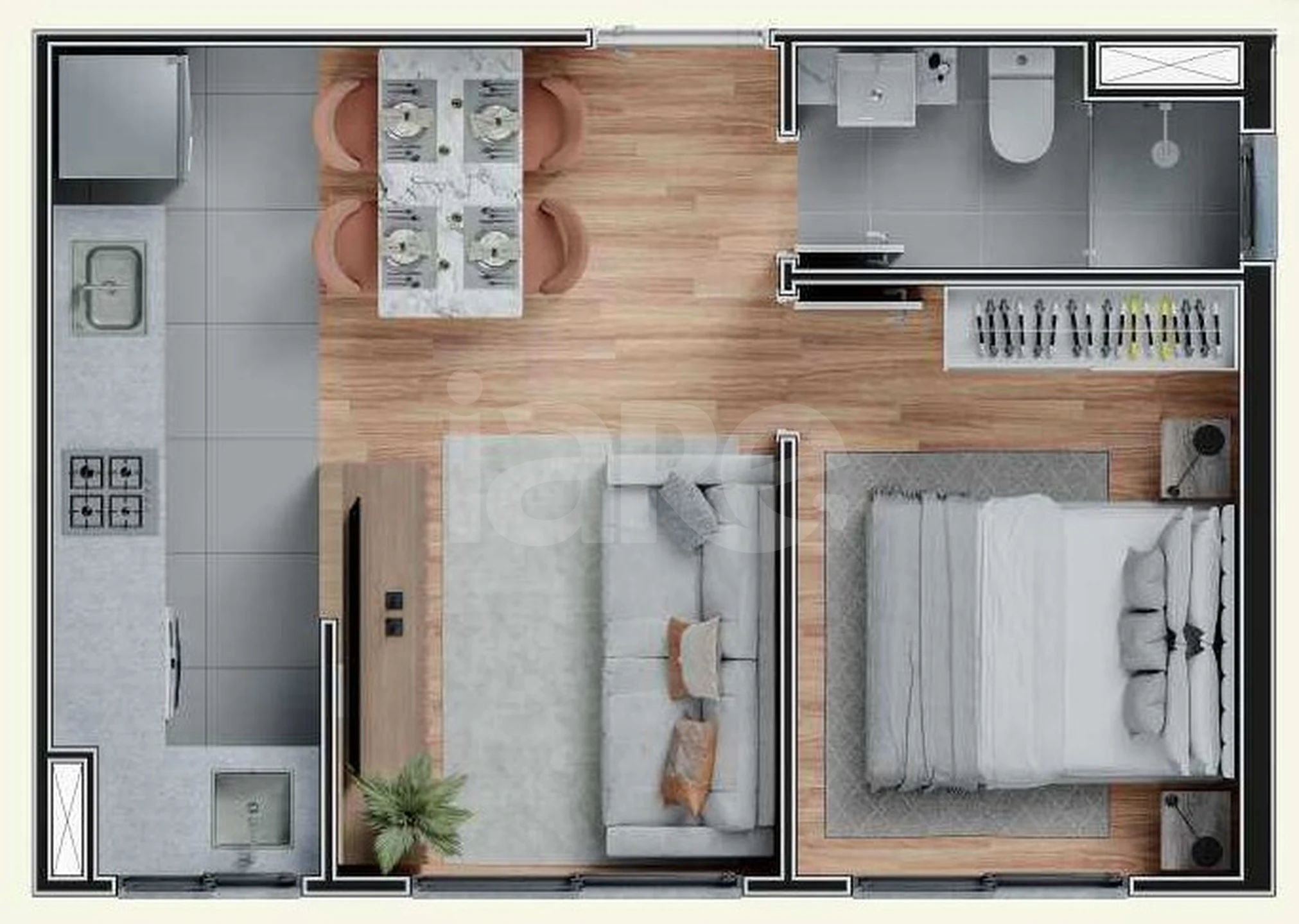 Planta — Apartamento 31,82 m²