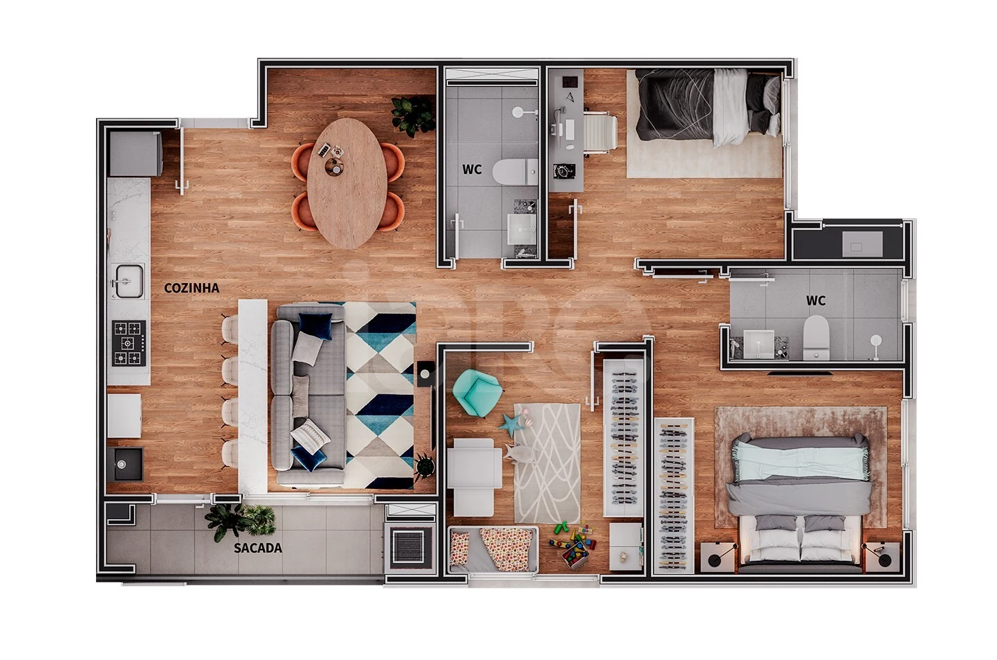 Planta — Apartamento 74,53 m²