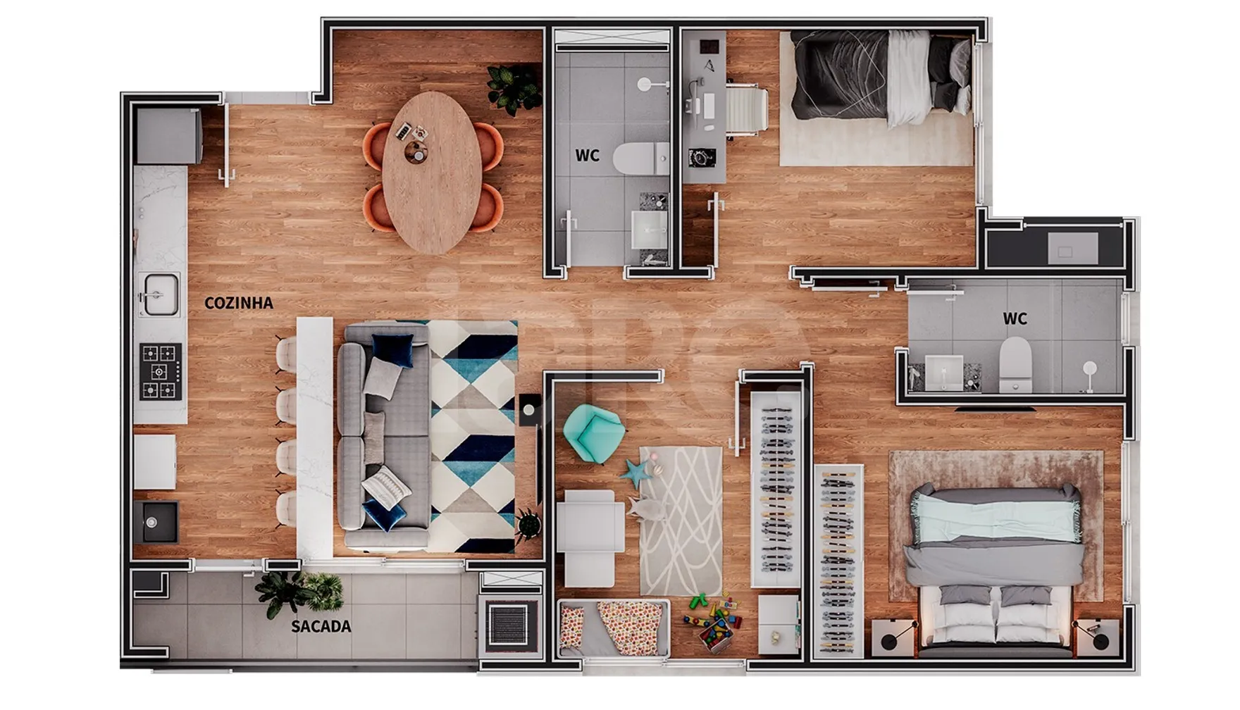 Planta — Apartamento 74,53 m²