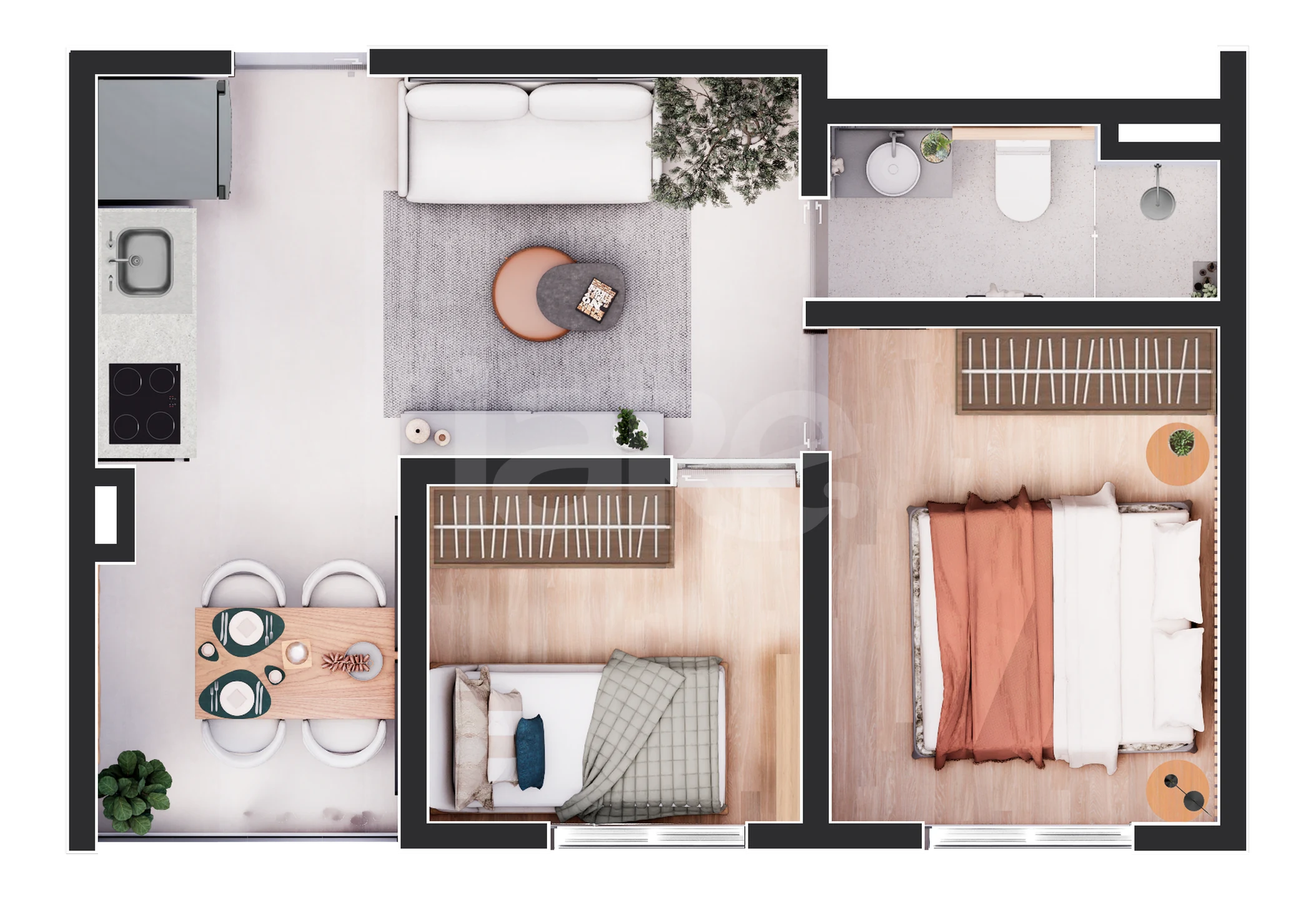 Planta — Apartamento 34,08 m²
