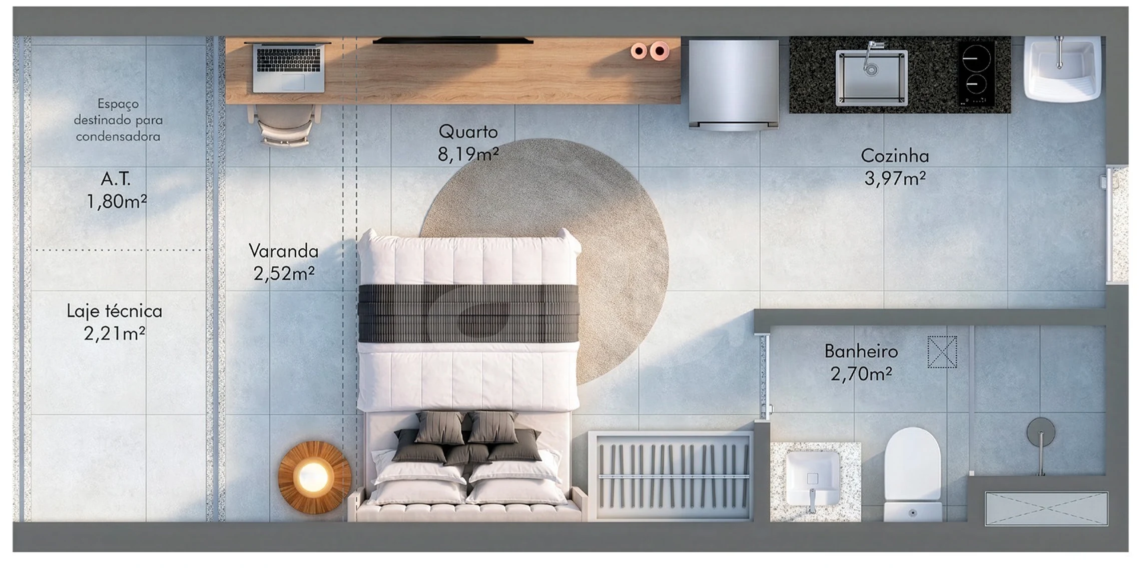 Planta — Studio 24,33 m²