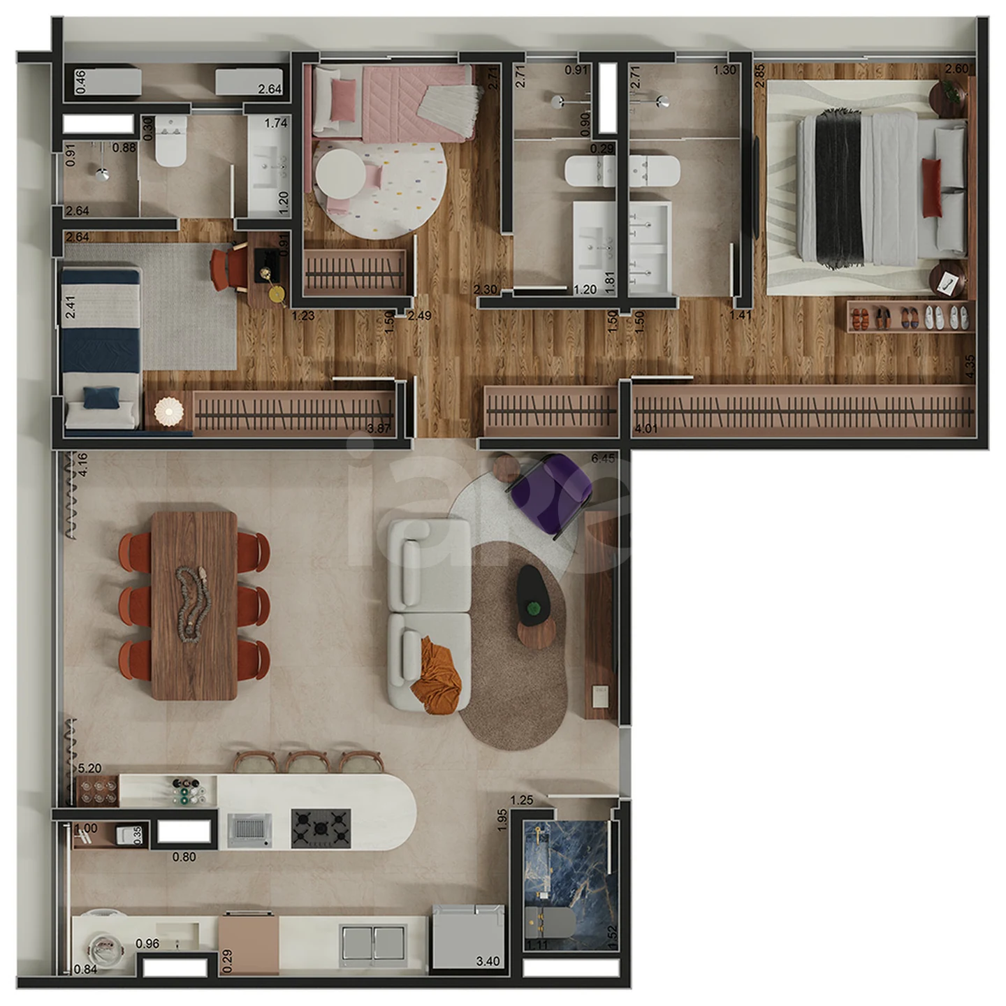Planta — Apartamento 99,93 m²
