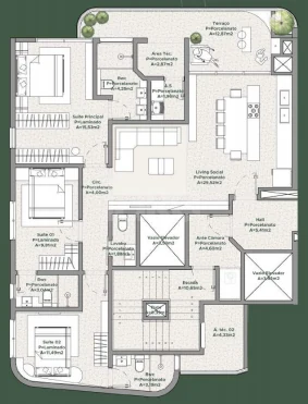 Planta — Apartamento 124,39 m² · 1º pavimento