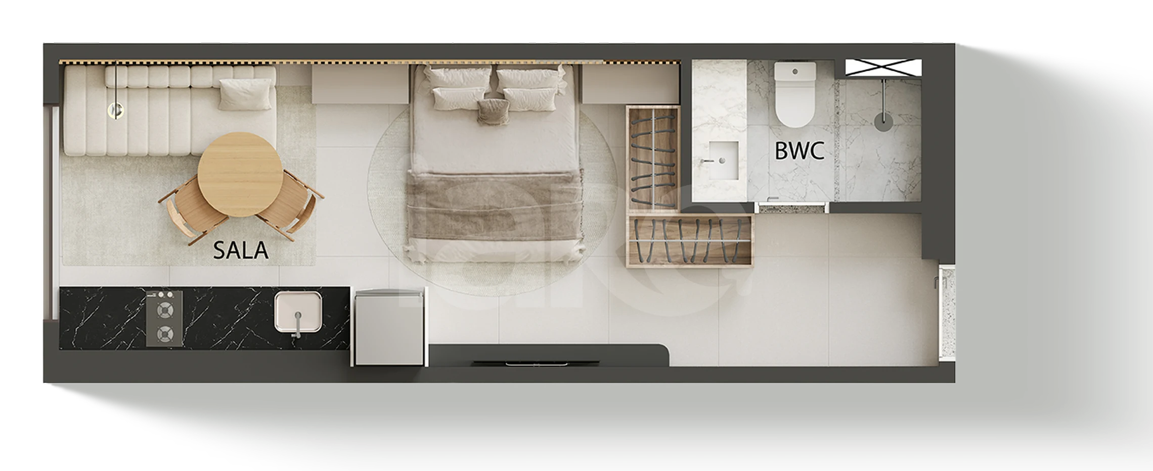 Planta — Studio 24,39 m²