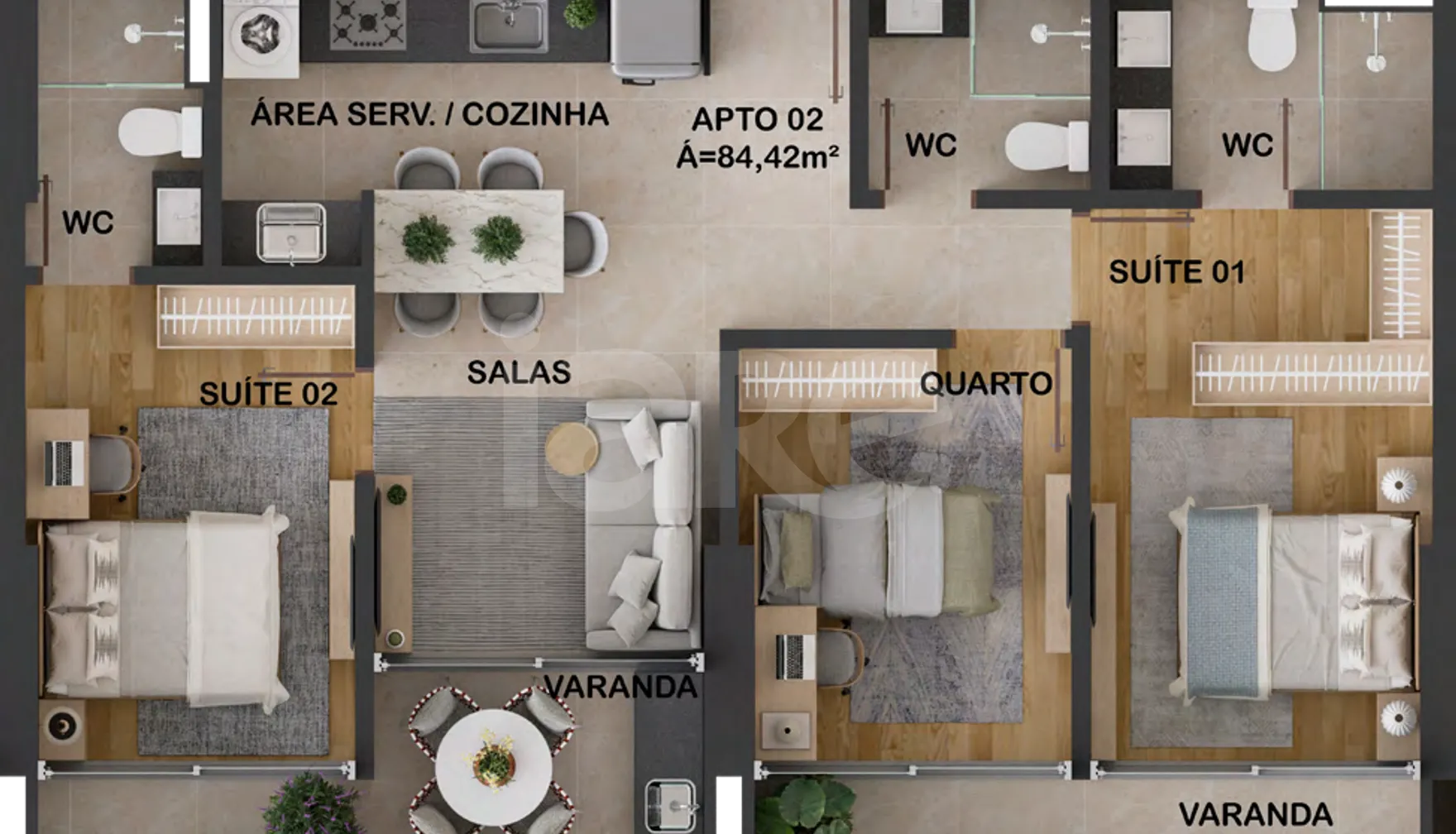 Planta — Apartamento 84,42 m²