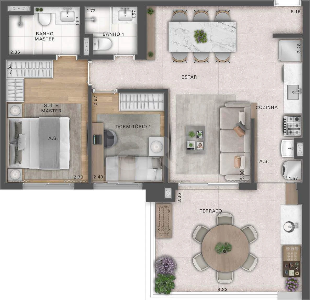 Planta — Apartamento 81,32 m²