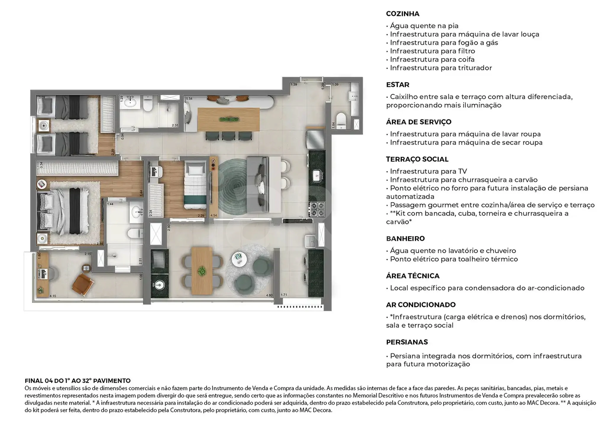 Planta — Apartamento 99,56 m²