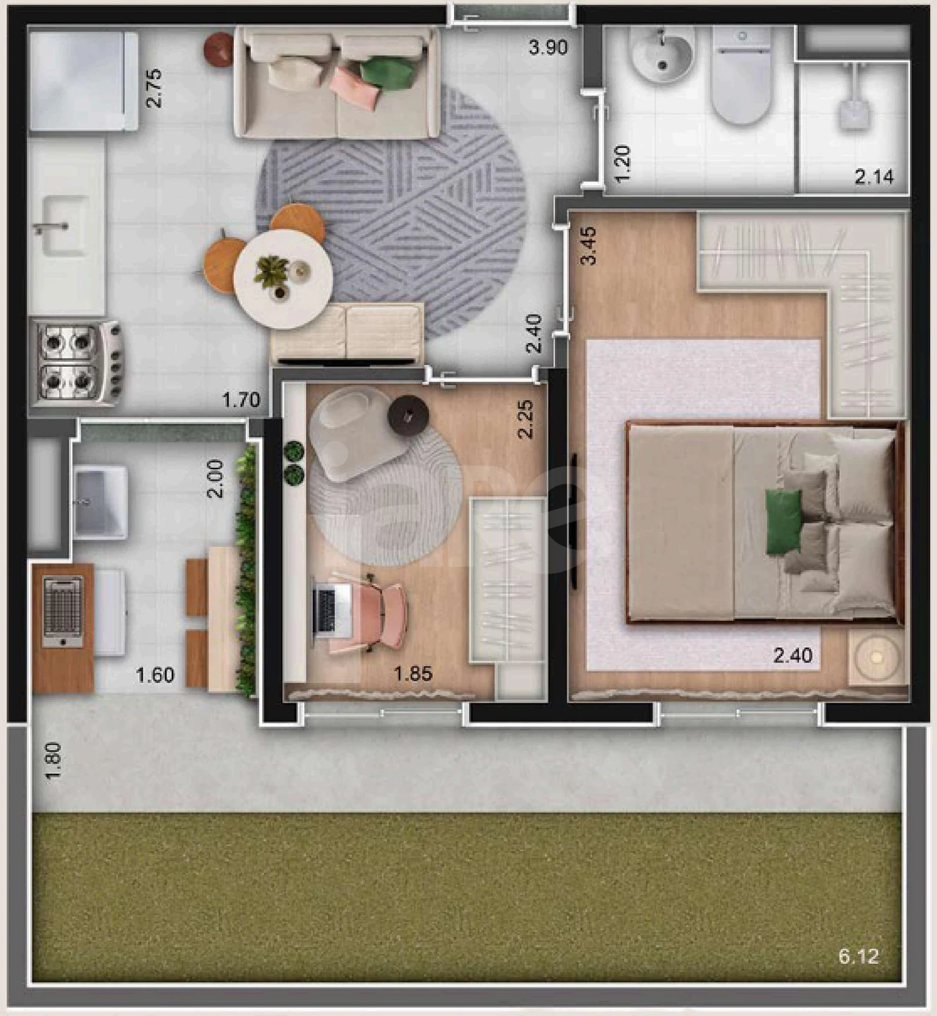 Planta — Garden 43,6 m²