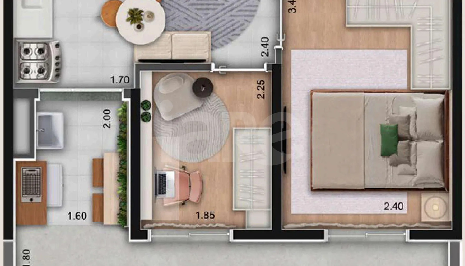 Planta — Garden 43,6 m²