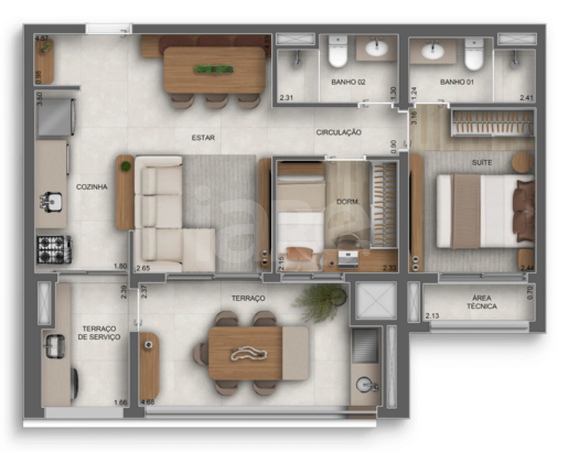 Planta — Apartamento 69 m²