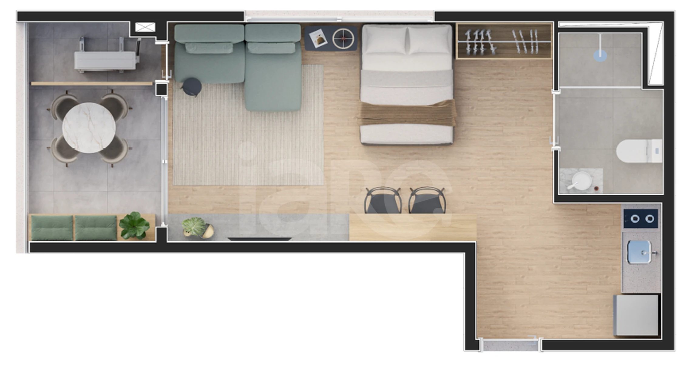 Planta — Studio 33 m²