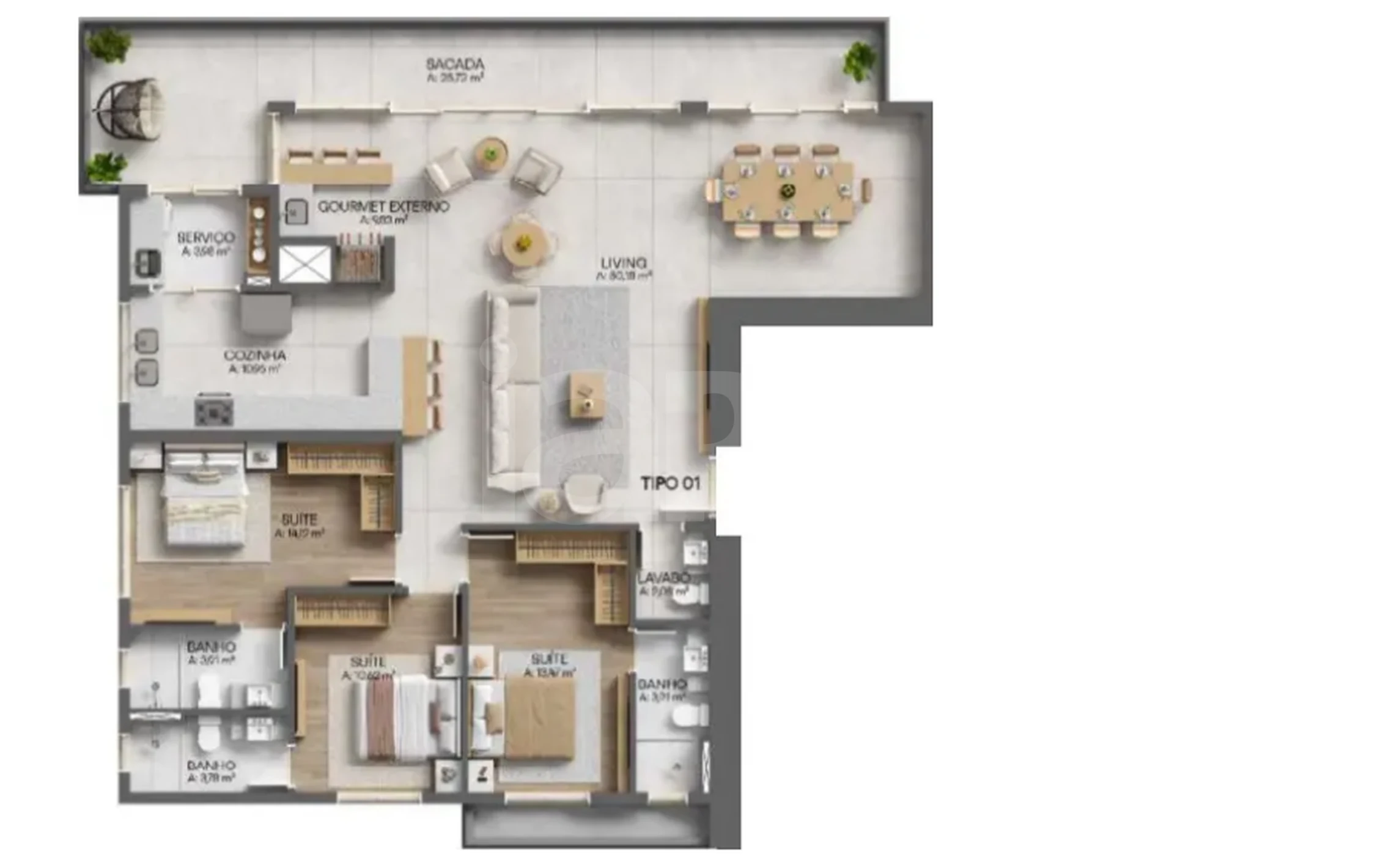 Planta — Apartamento 161,96 m²