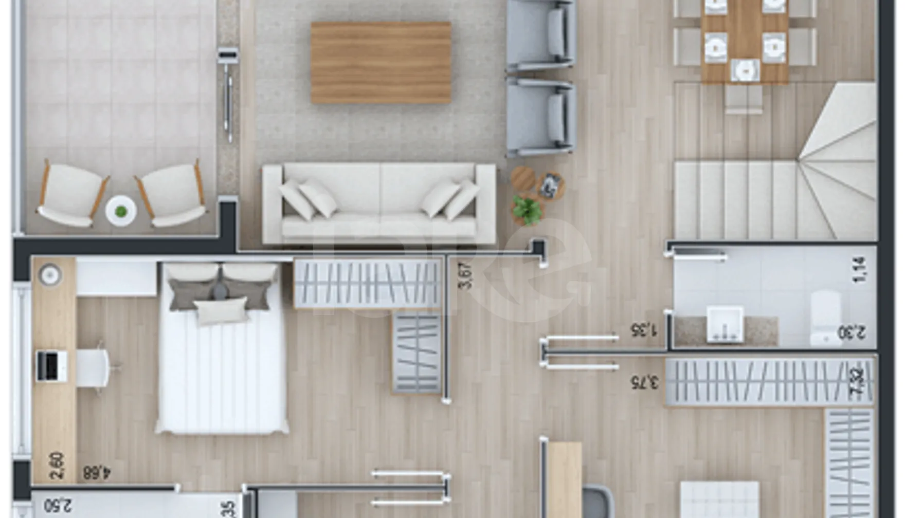 Planta — Cobertura Duplex 366,66 m²