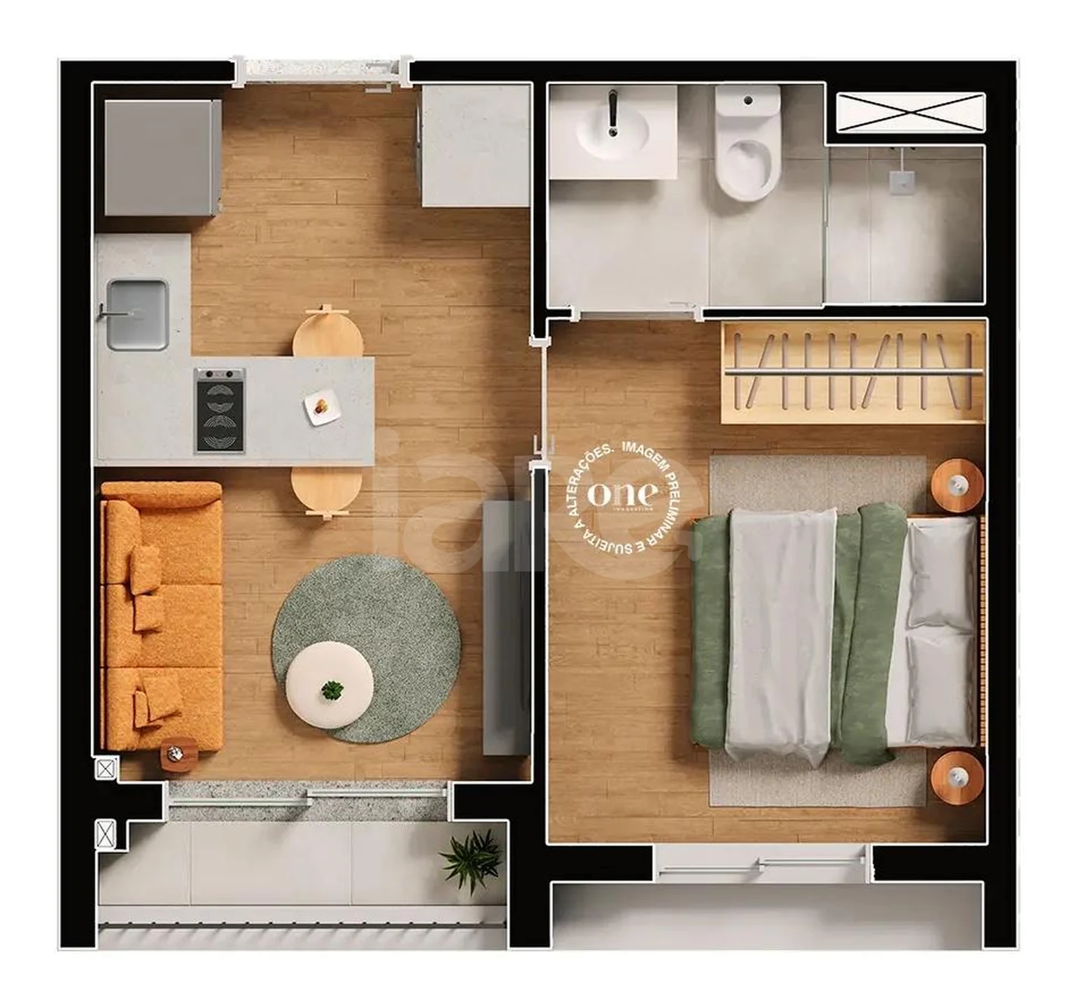 Planta — Apartamento 24,54 m²