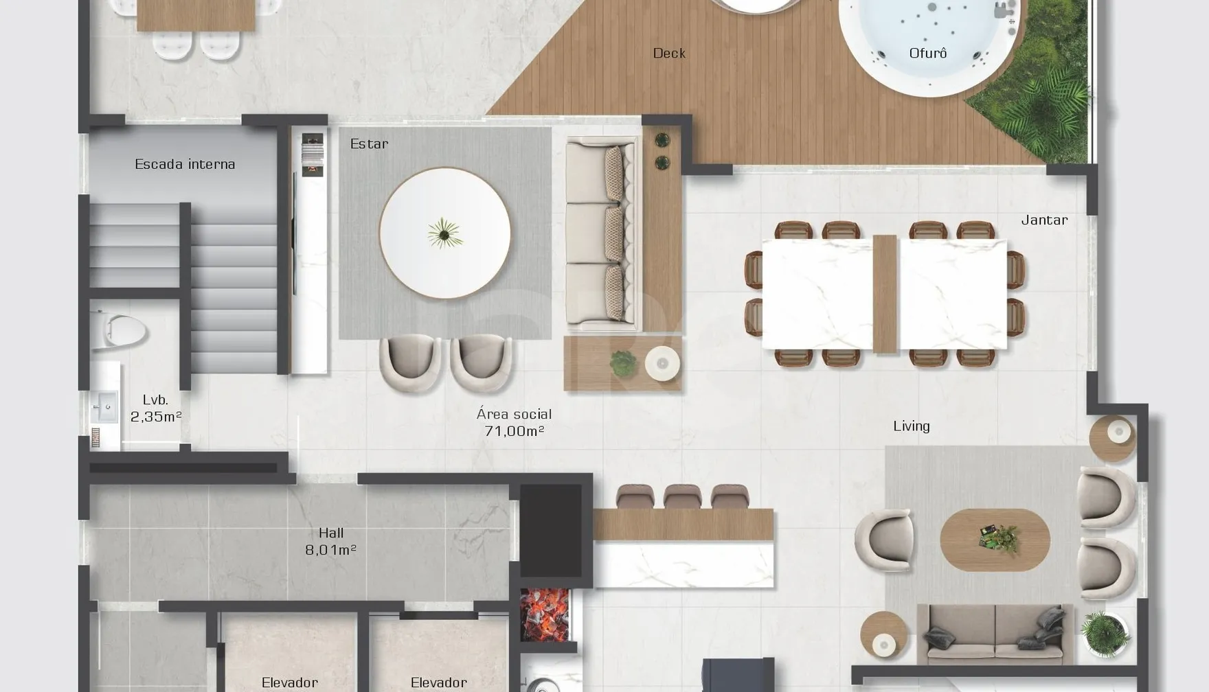 Planta — Cobertura Duplex 344,61 m²