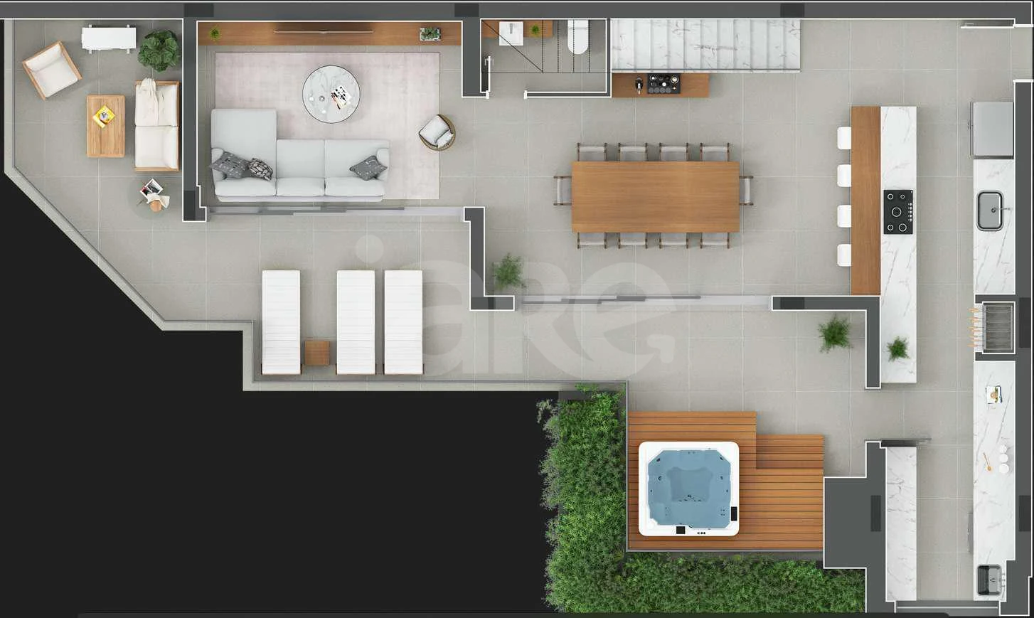 Planta — Cobertura Duplex 220,28 m² · 1º pavimento