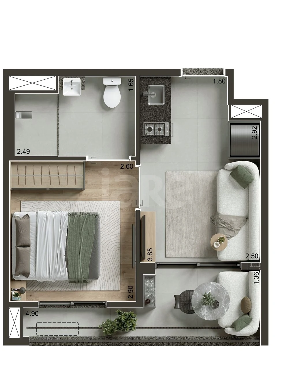Planta — Apartamento 29,77 m²