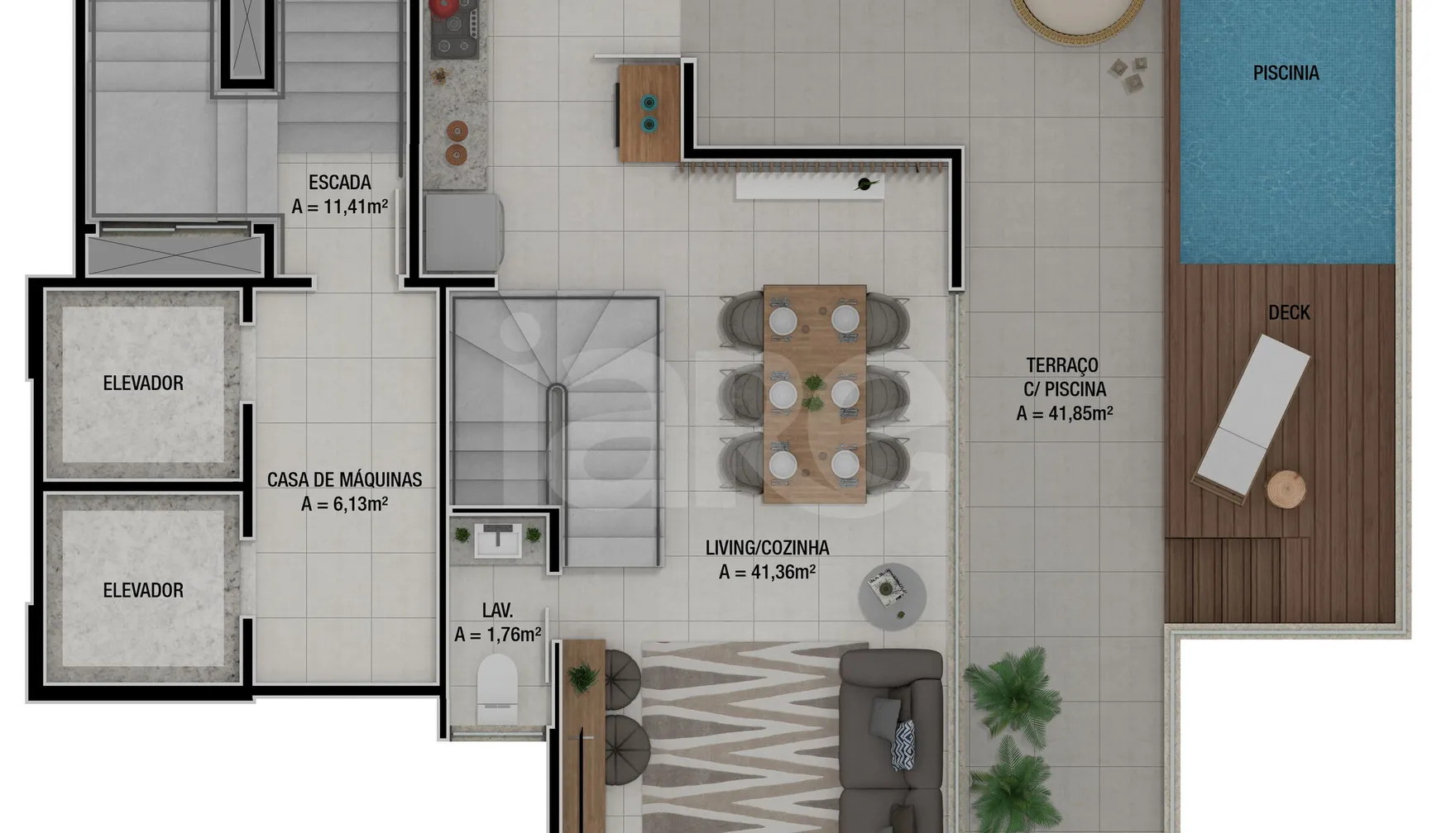 Planta — Cobertura Duplex 236 m²