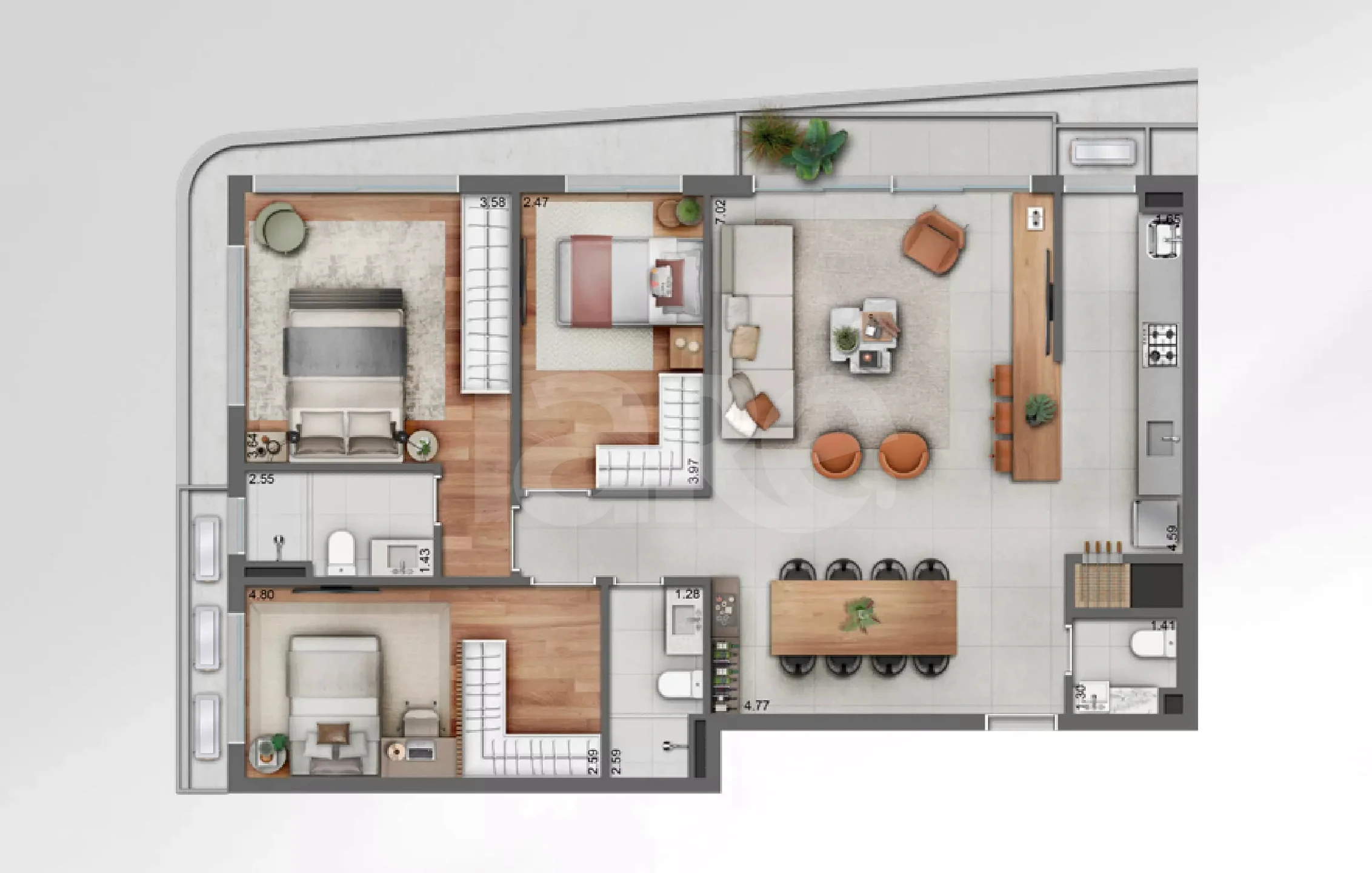 Planta — Apartamento 106,19 m²