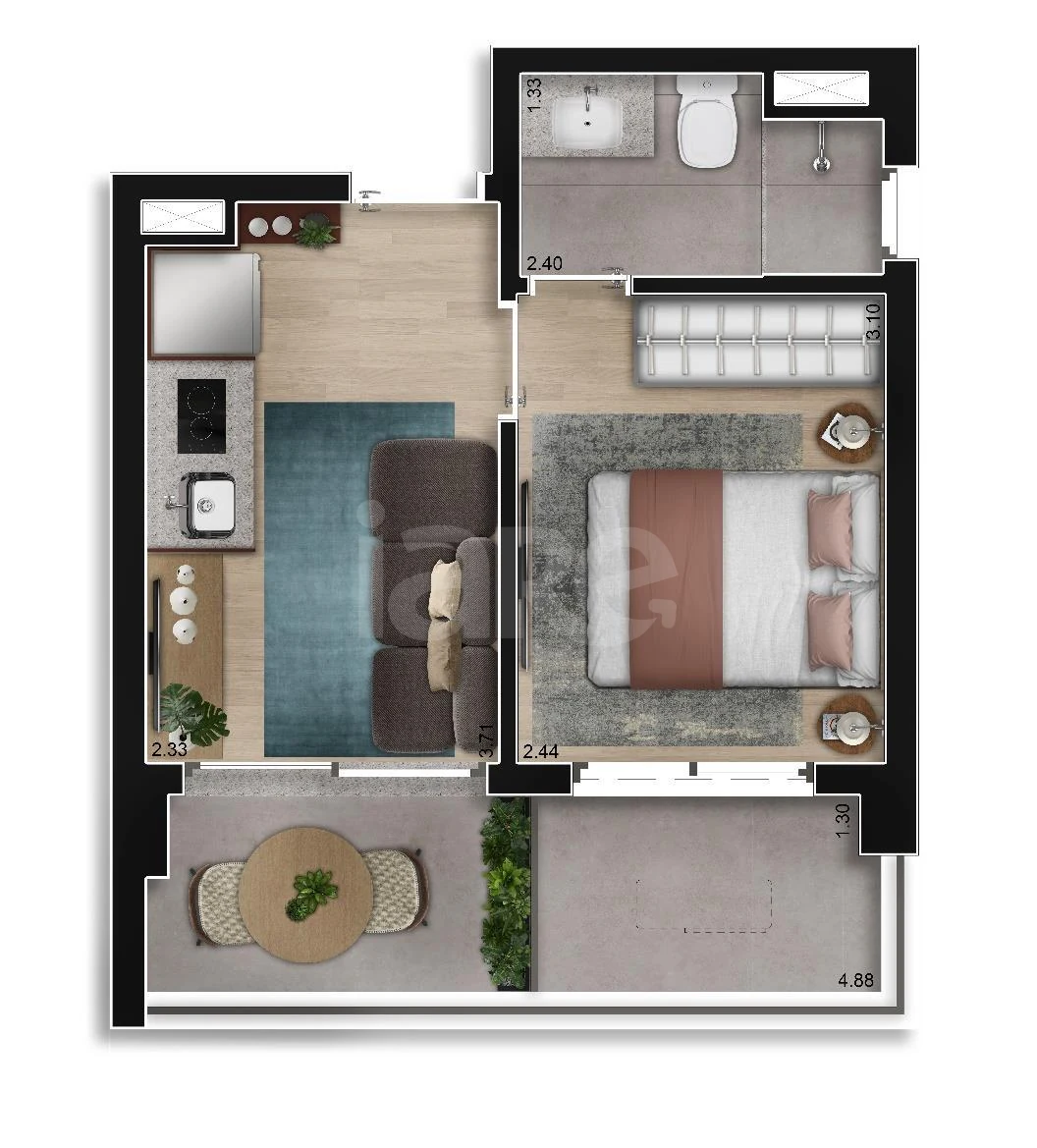 Planta — Apartamento 34,43 m²