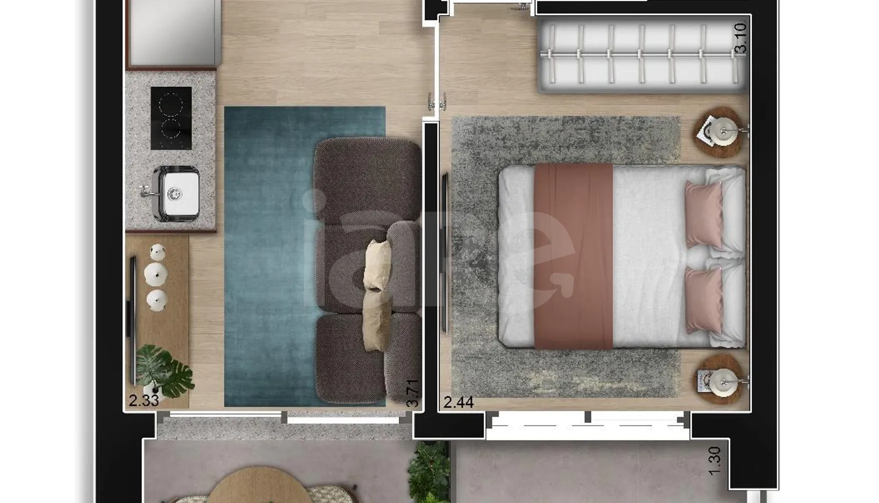 Planta — Apartamento 34,43 m²