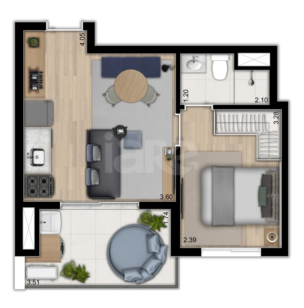 Planta — Apartamento 34,13 m²