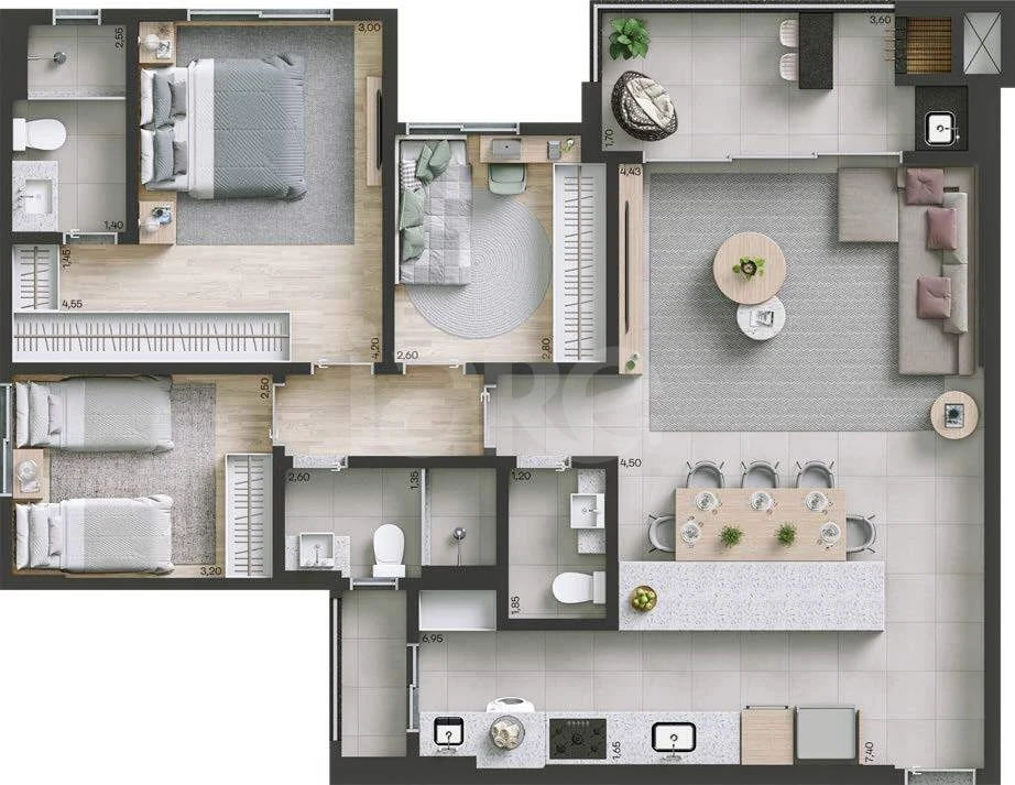 Planta — Apartamento 103,17 m²