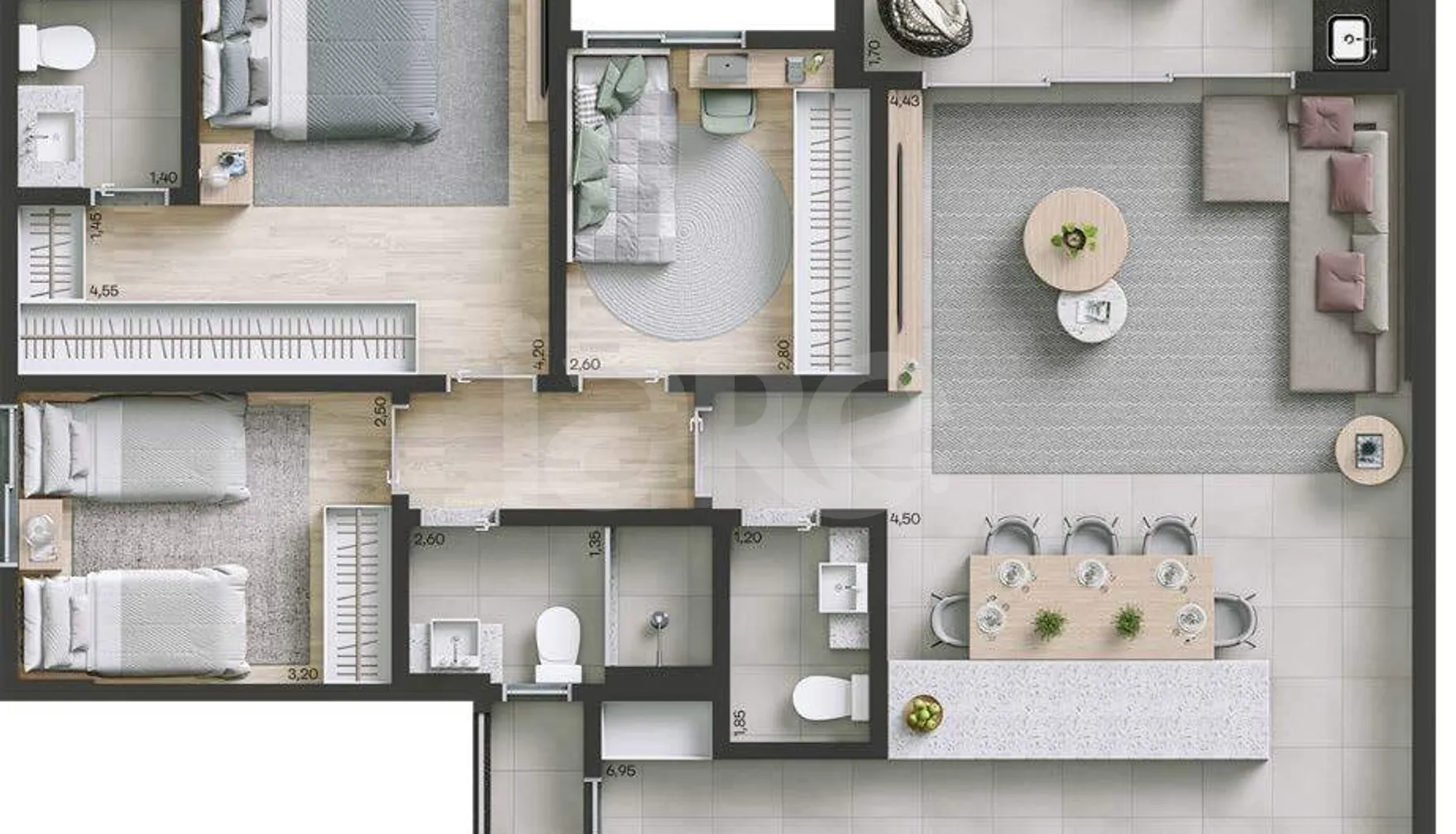 Planta — Apartamento 103,17 m²