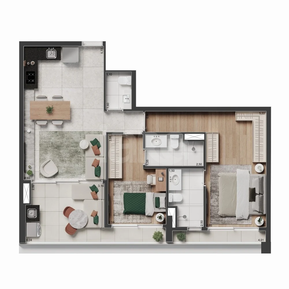Planta — Apartamento 74,7 m²