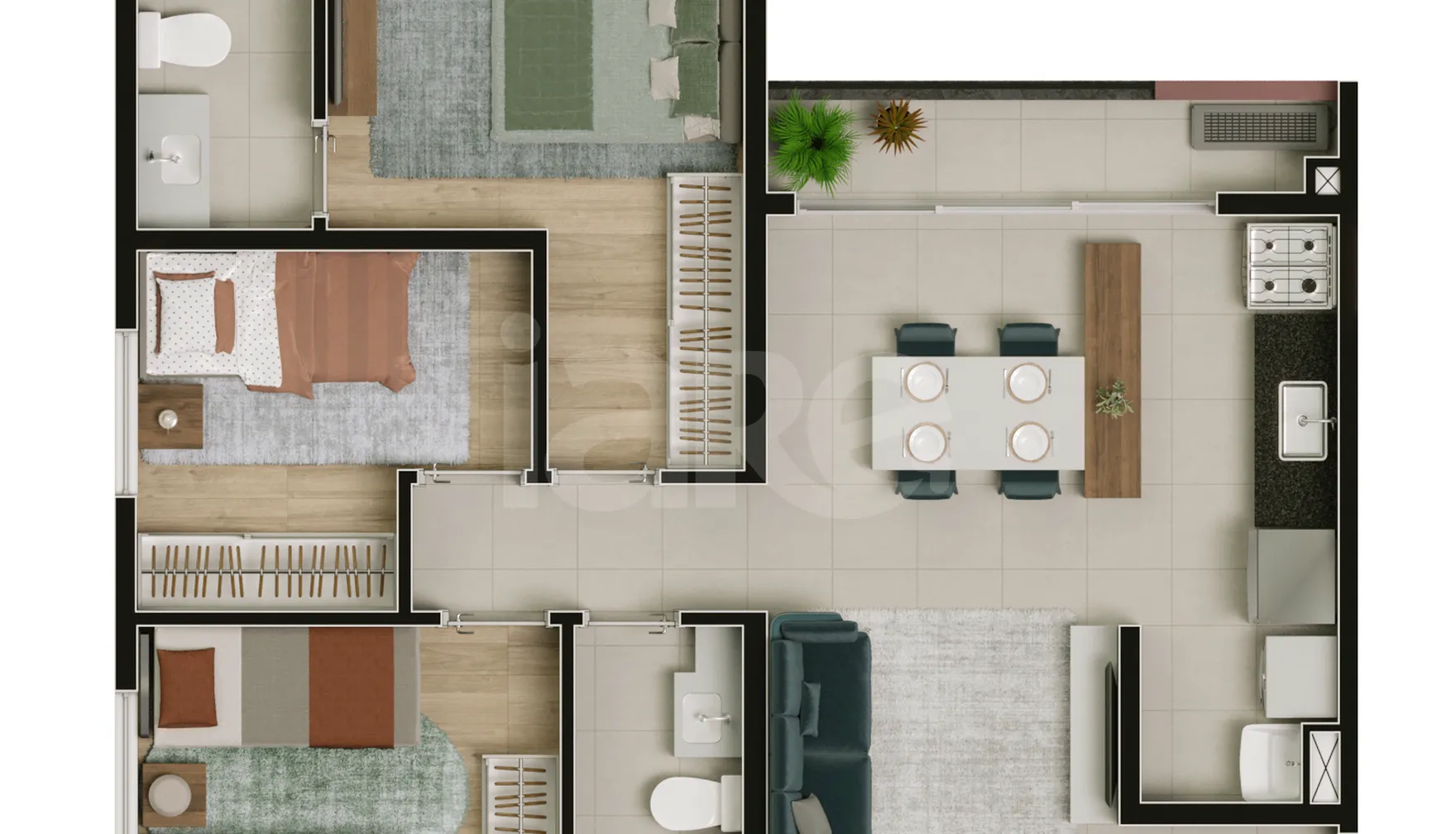 Planta — Apartamento 62,64 m²