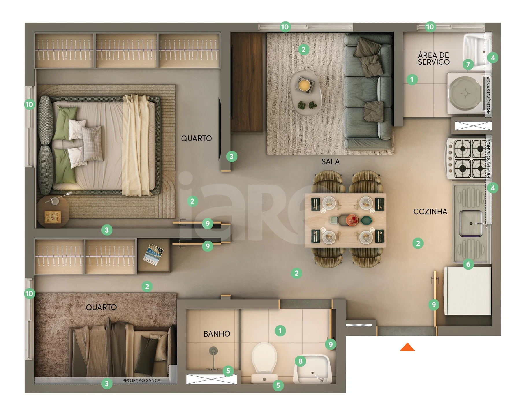 Planta — Apartamento 36,84 m²