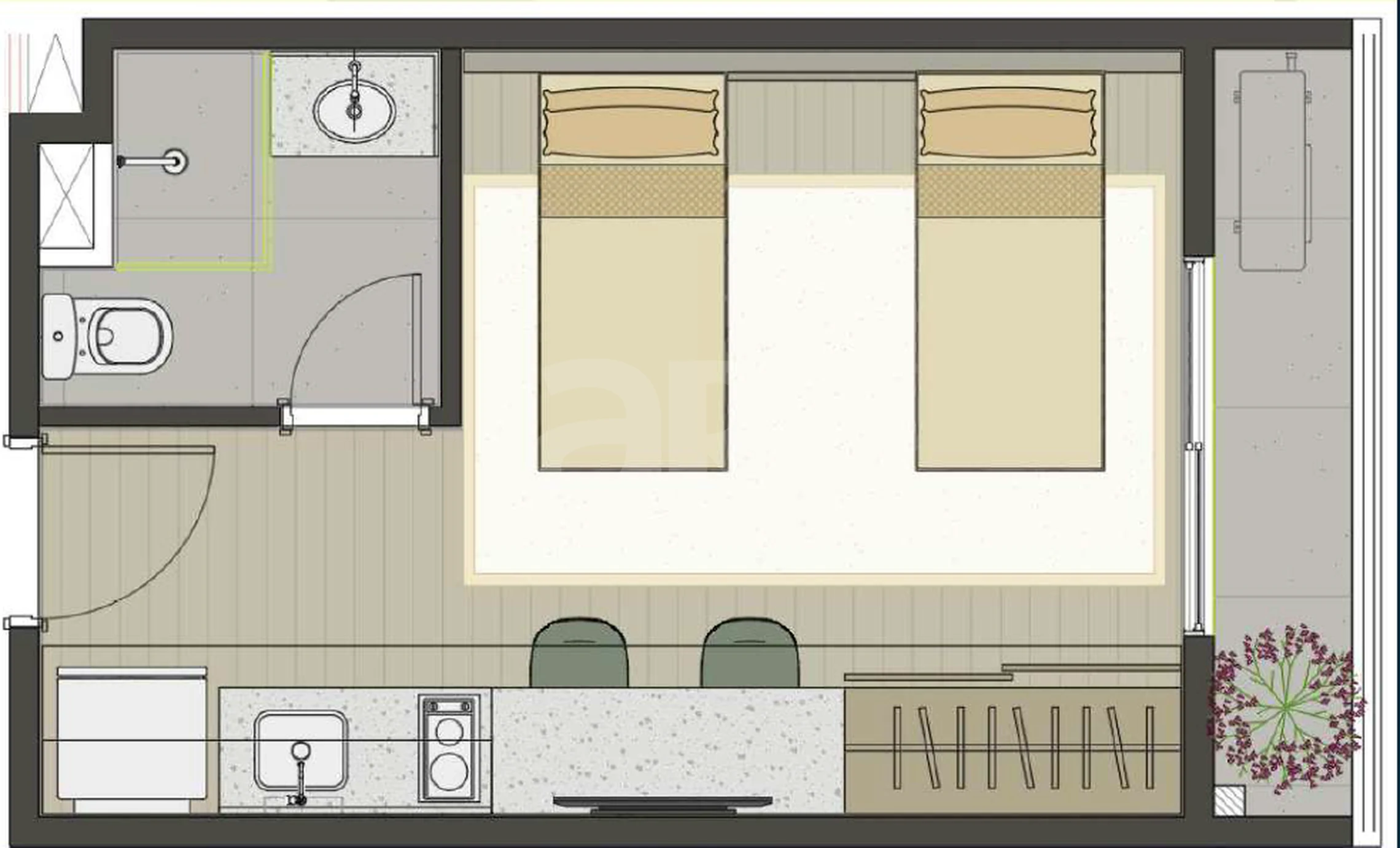 Planta — Studio 25 m²