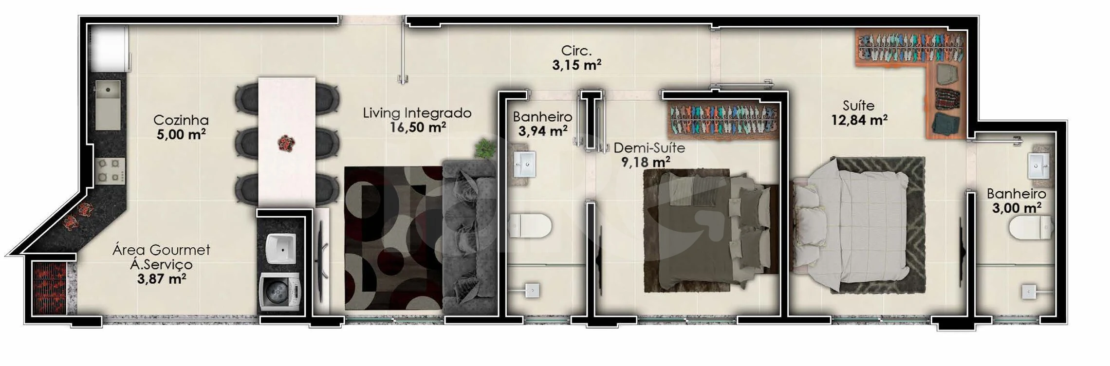 Planta — Apartamento 70 m²
