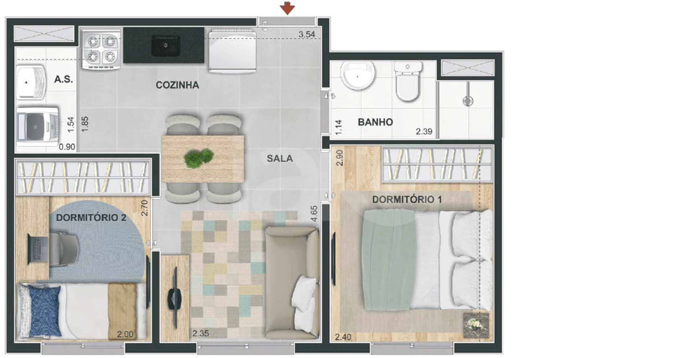Planta — Apartamento 34 m²