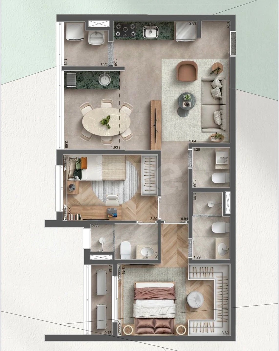 Planta — Apartamento 62,62 m²