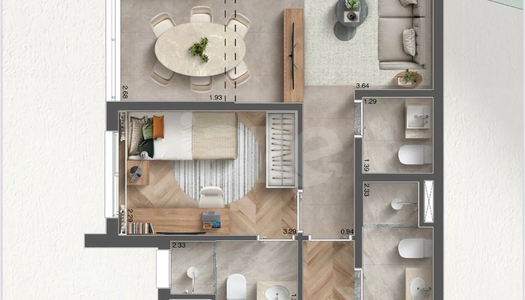 Planta — Apartamento 62,62 m²
