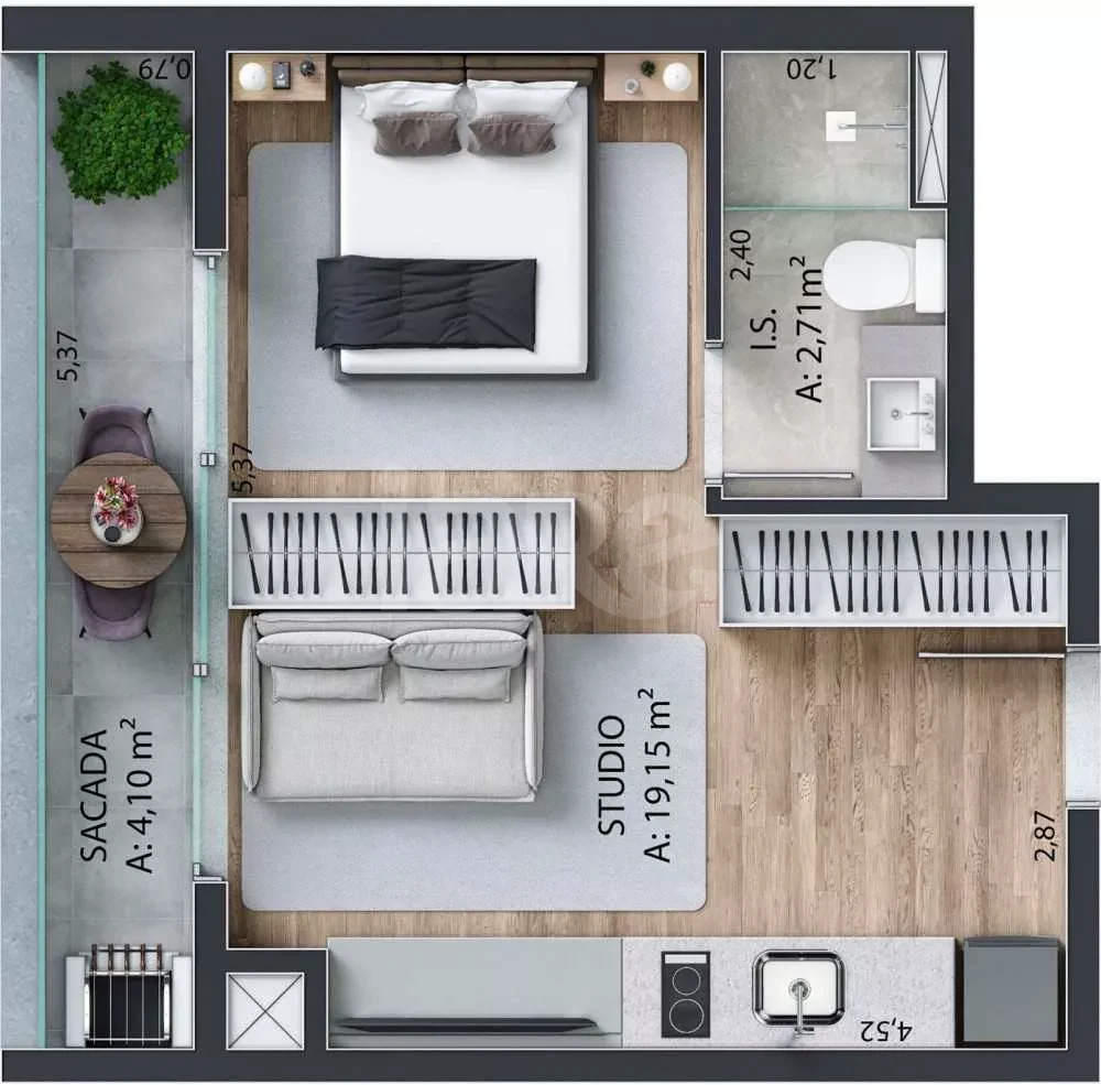 Planta — Apartamento 30,73 m²