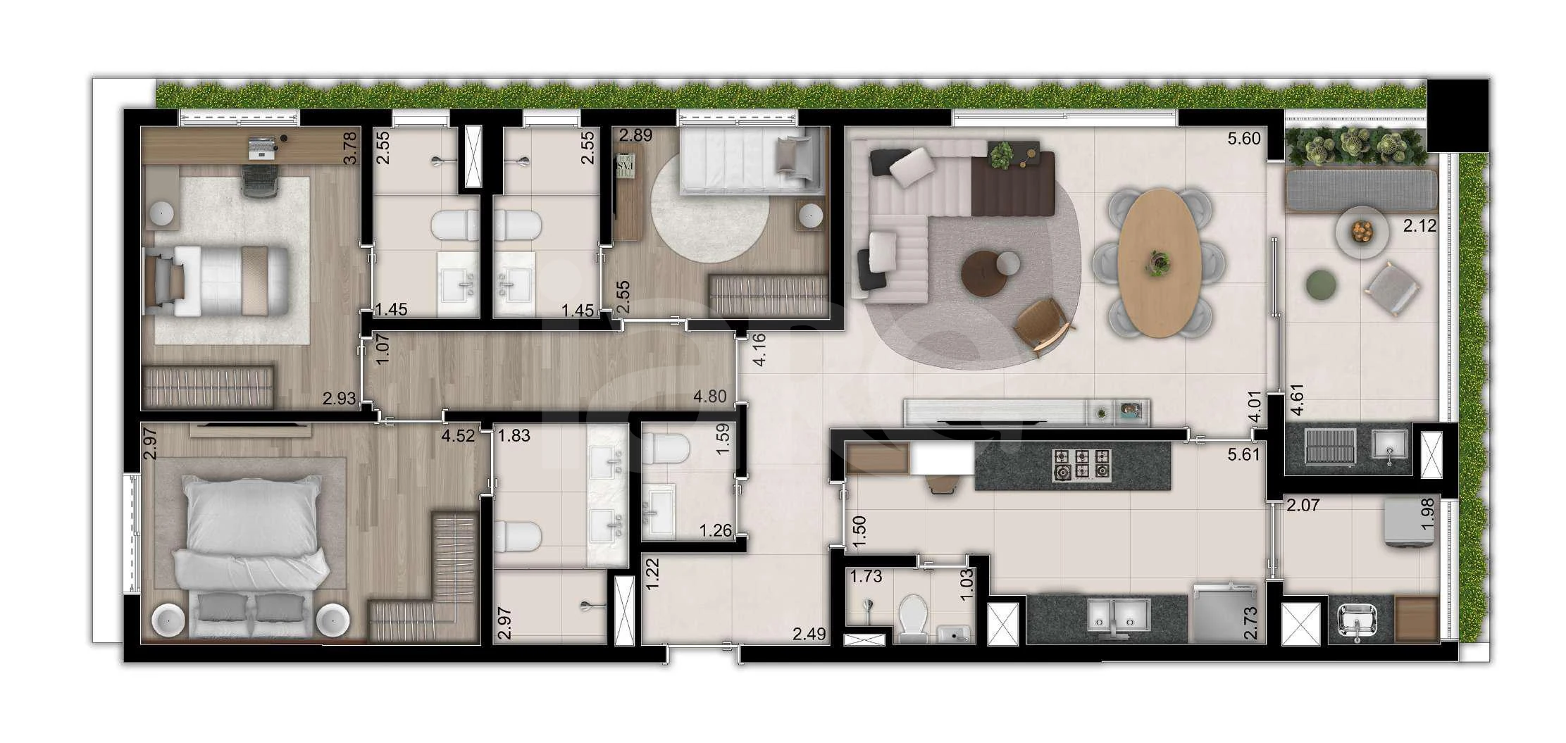 Planta — Apartamento 128 m²