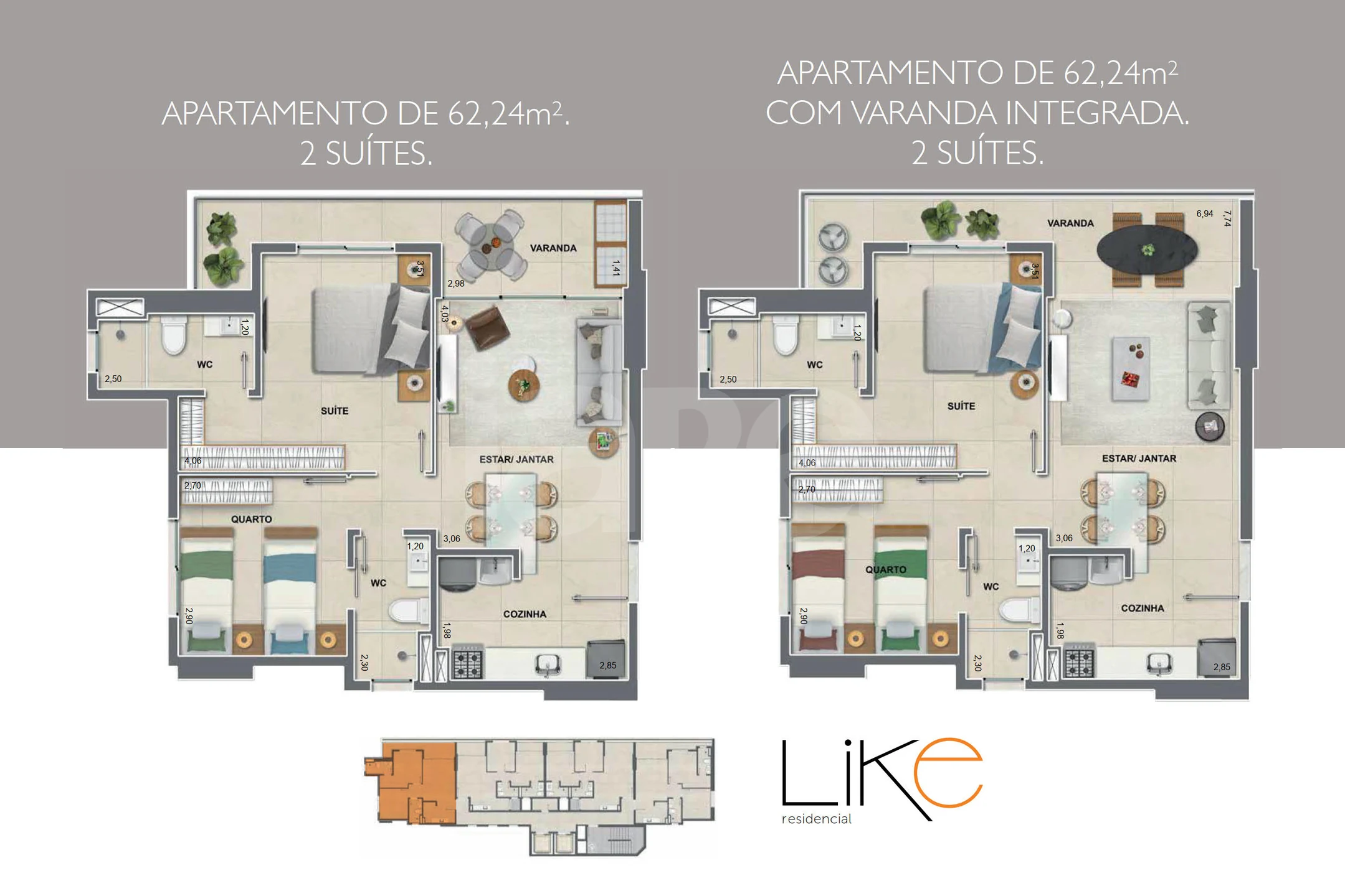 Planta — Apartamento de 62,24m²