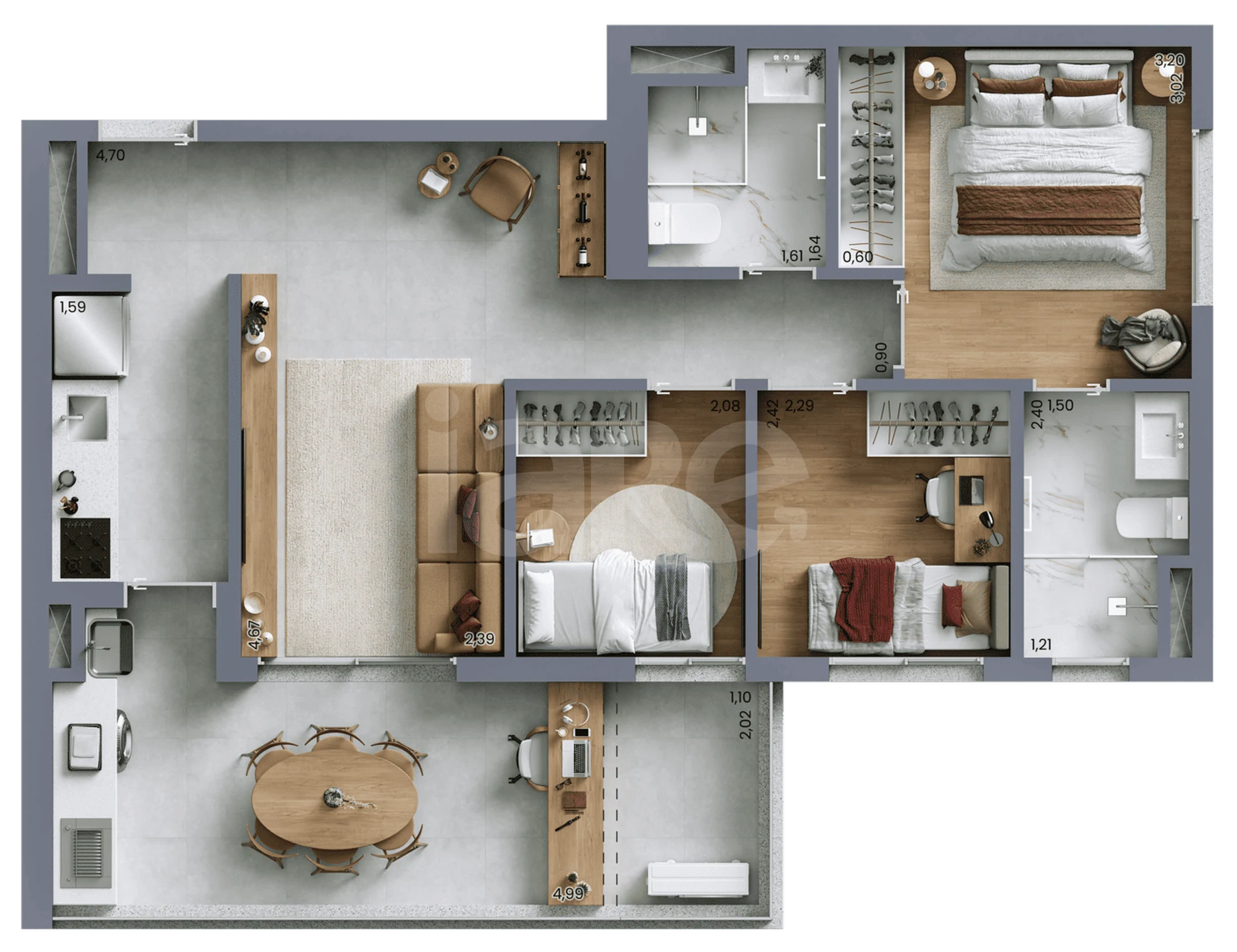 Planta — Apartamento 72,43 m²