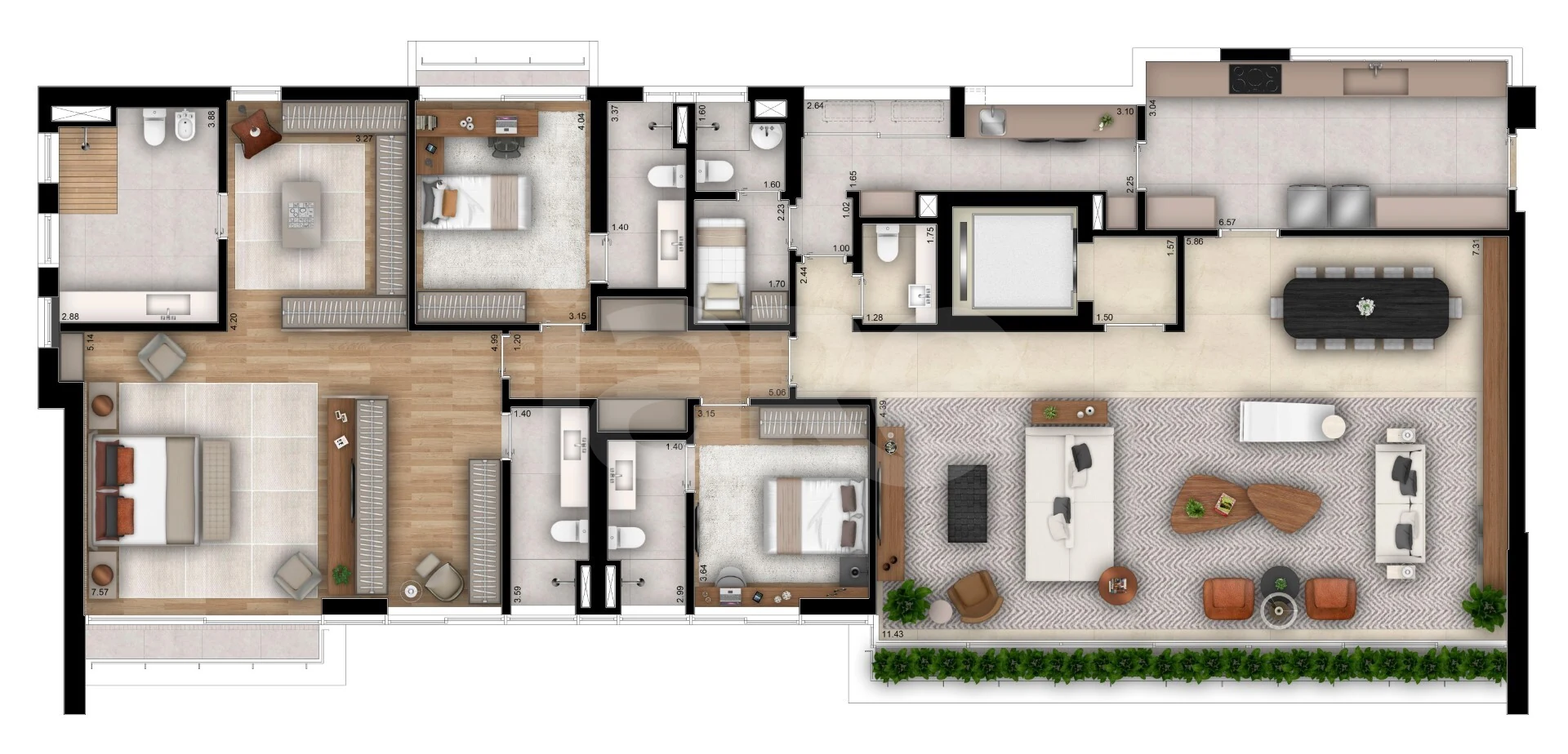 Planta — Cobertura Duplex 418 m²