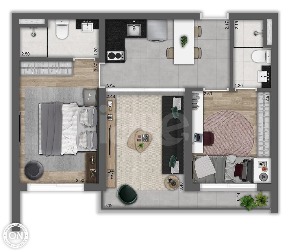 Planta — Apartamento 49,33 m²
