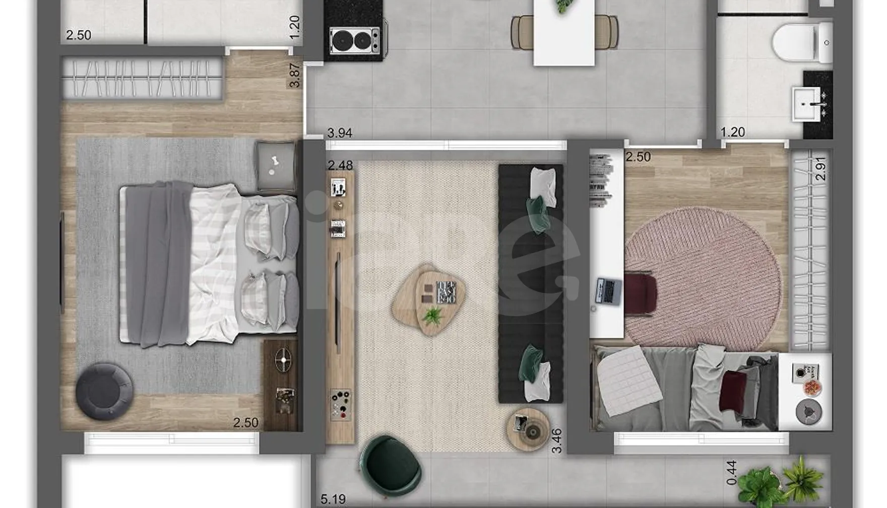 Planta — Apartamento 49,33 m²