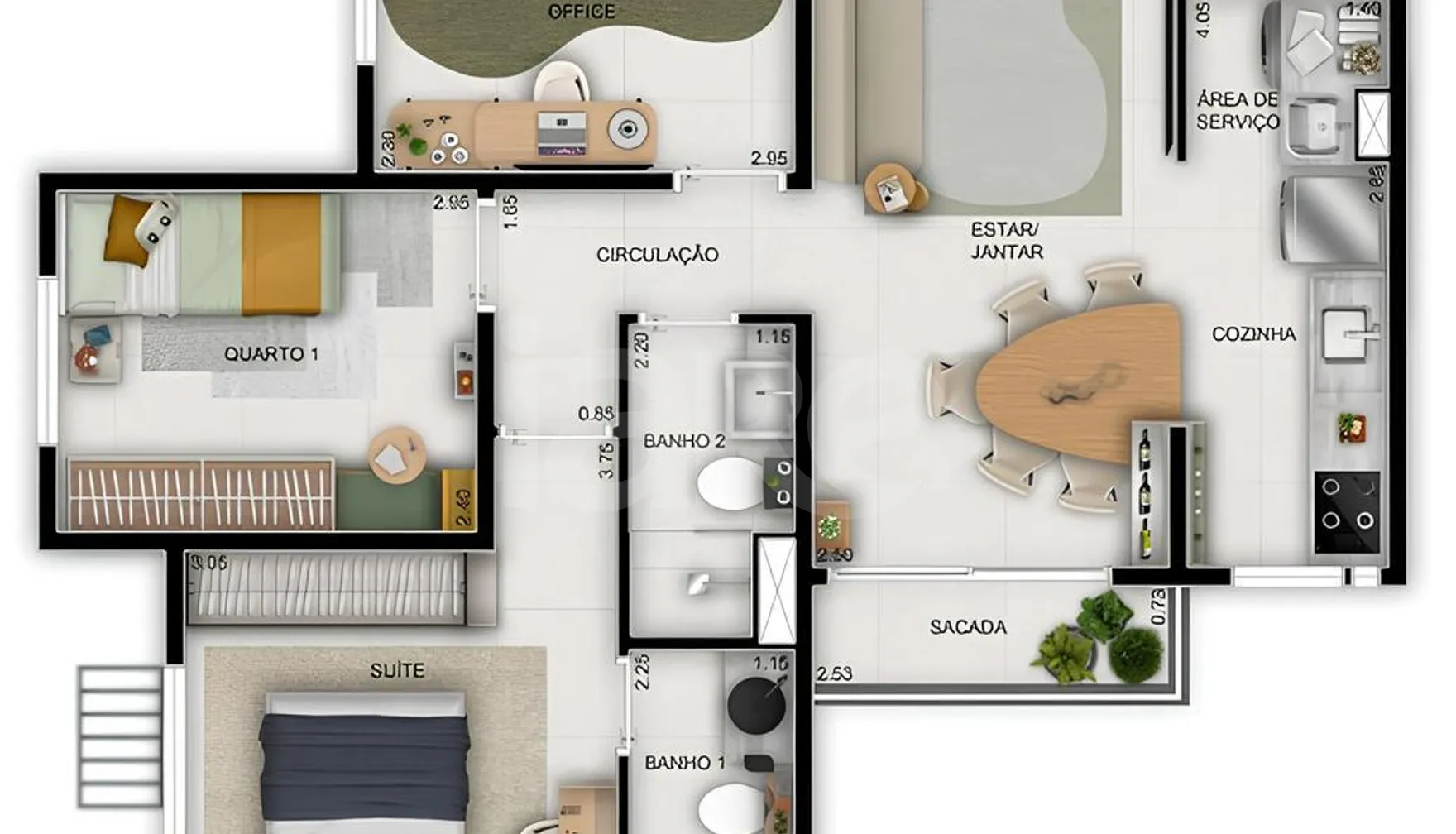 Planta — Apartamento 61,14 m²