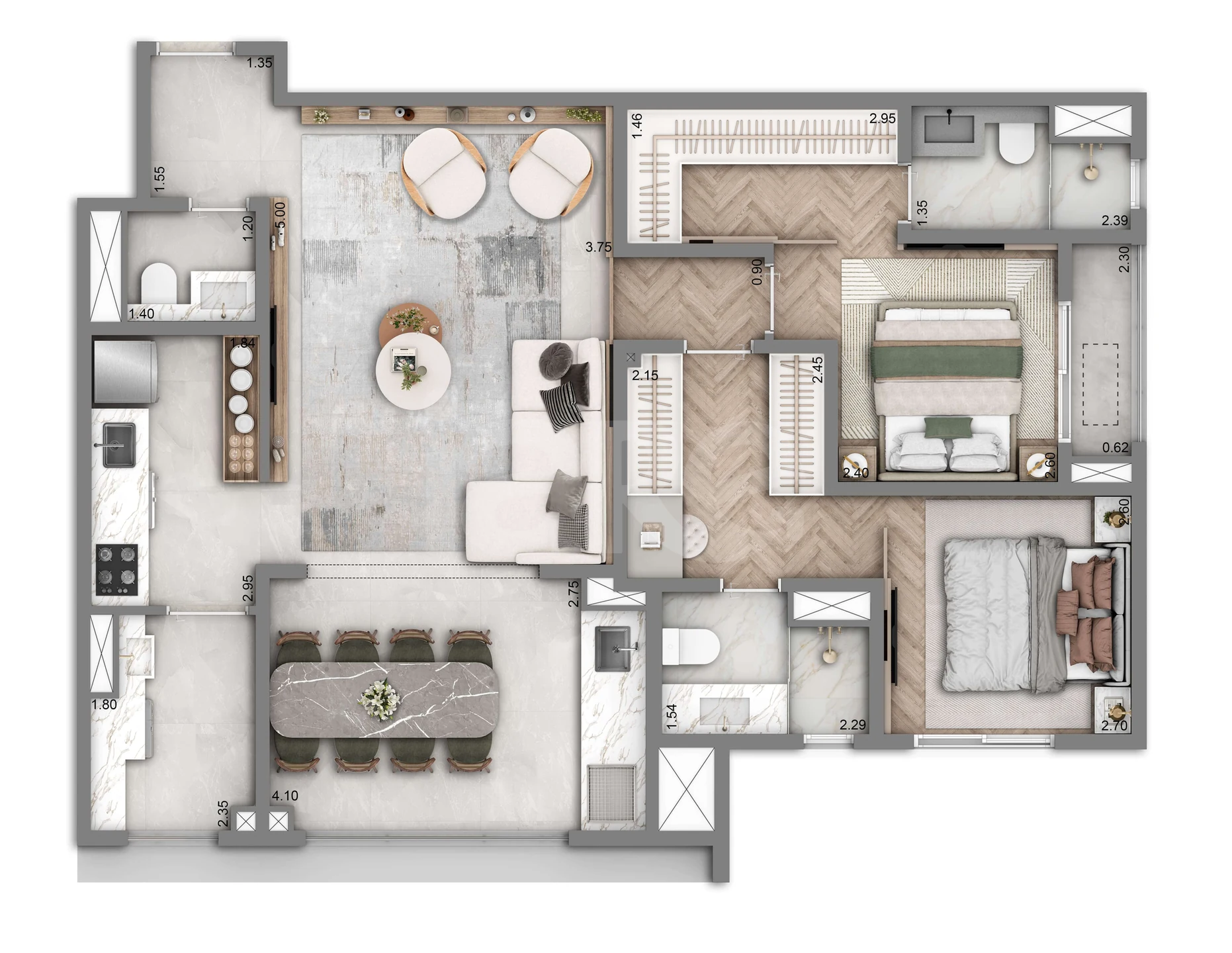 Planta — Apartamento 87,9 m²