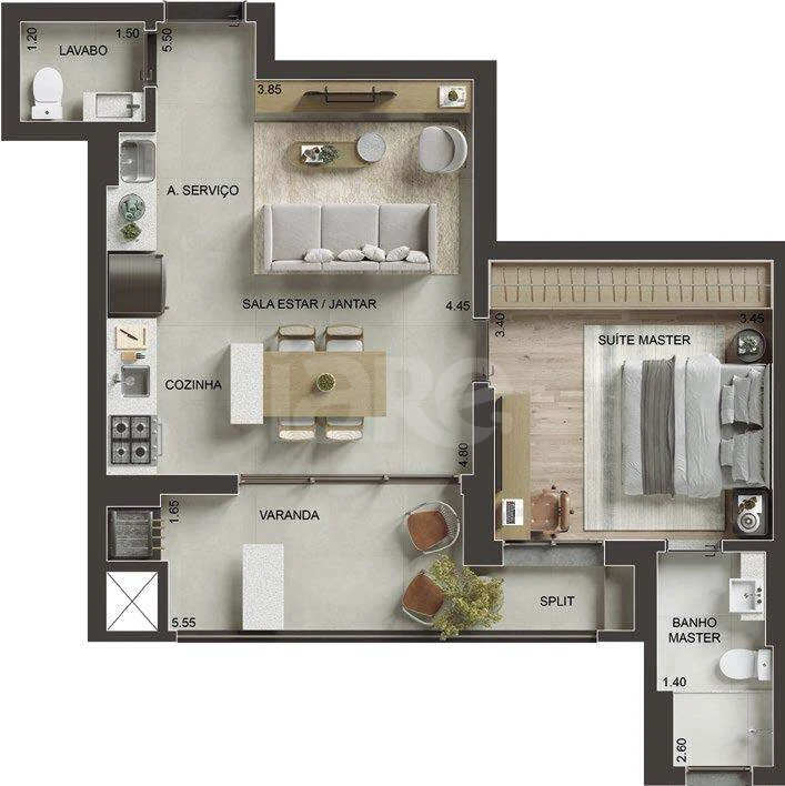 Planta — Apartamento 58,17 m²